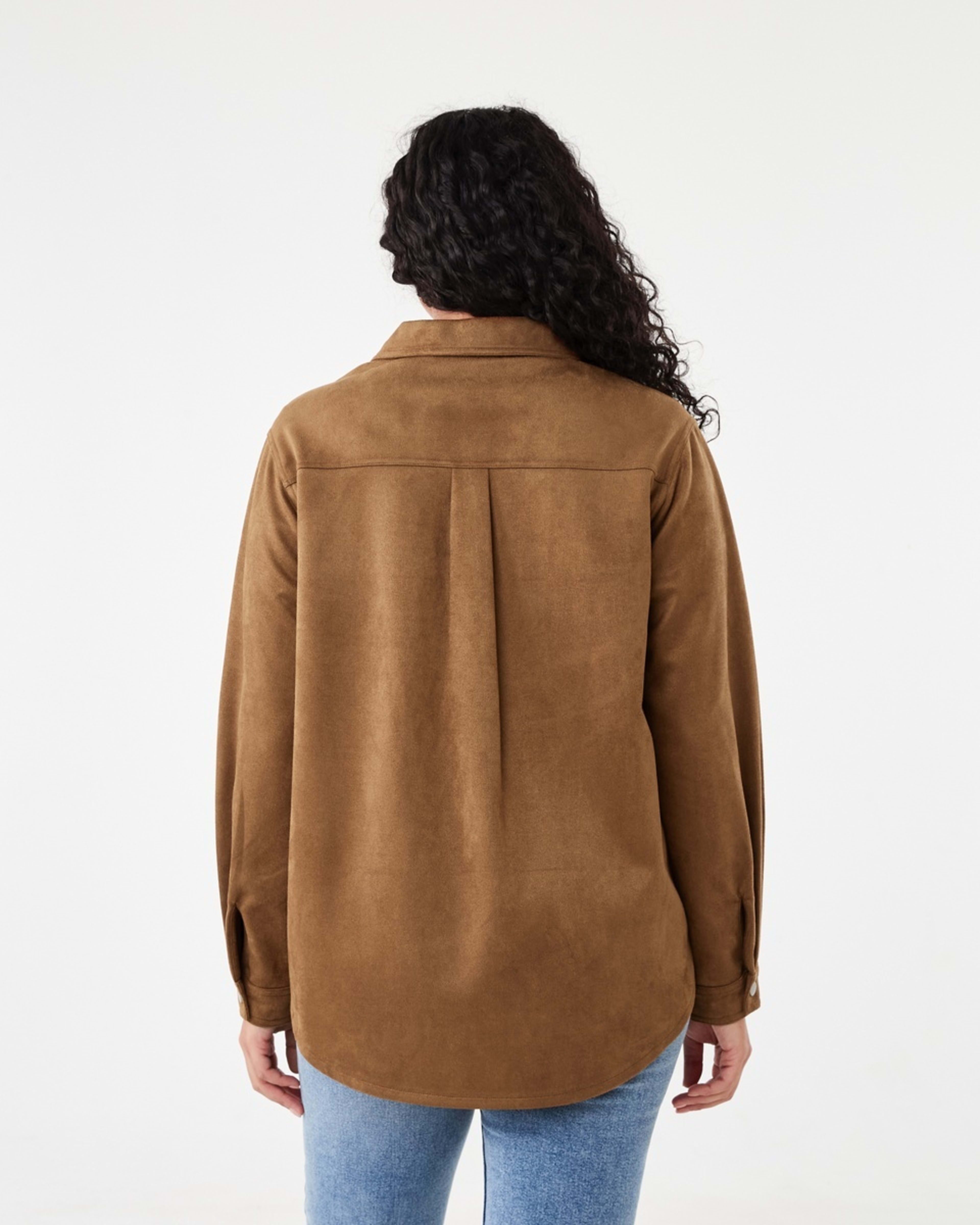 4 Long Sleeve Suedette Shirt Deep Camel, 4 of 8