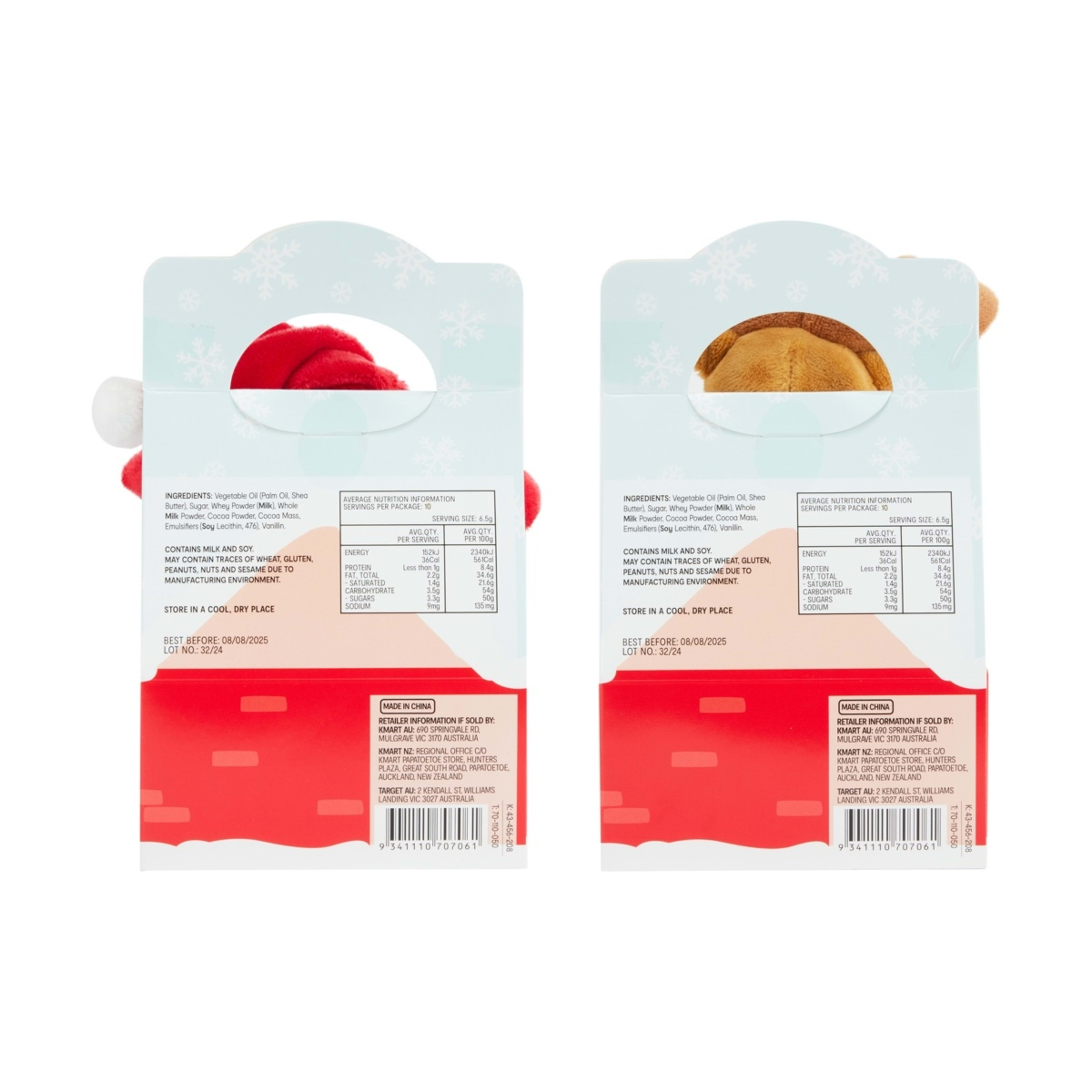 6 Milk Chocolate Flavoured Santas/Reindeer with Plush Toy - Assorted, 6 of 6