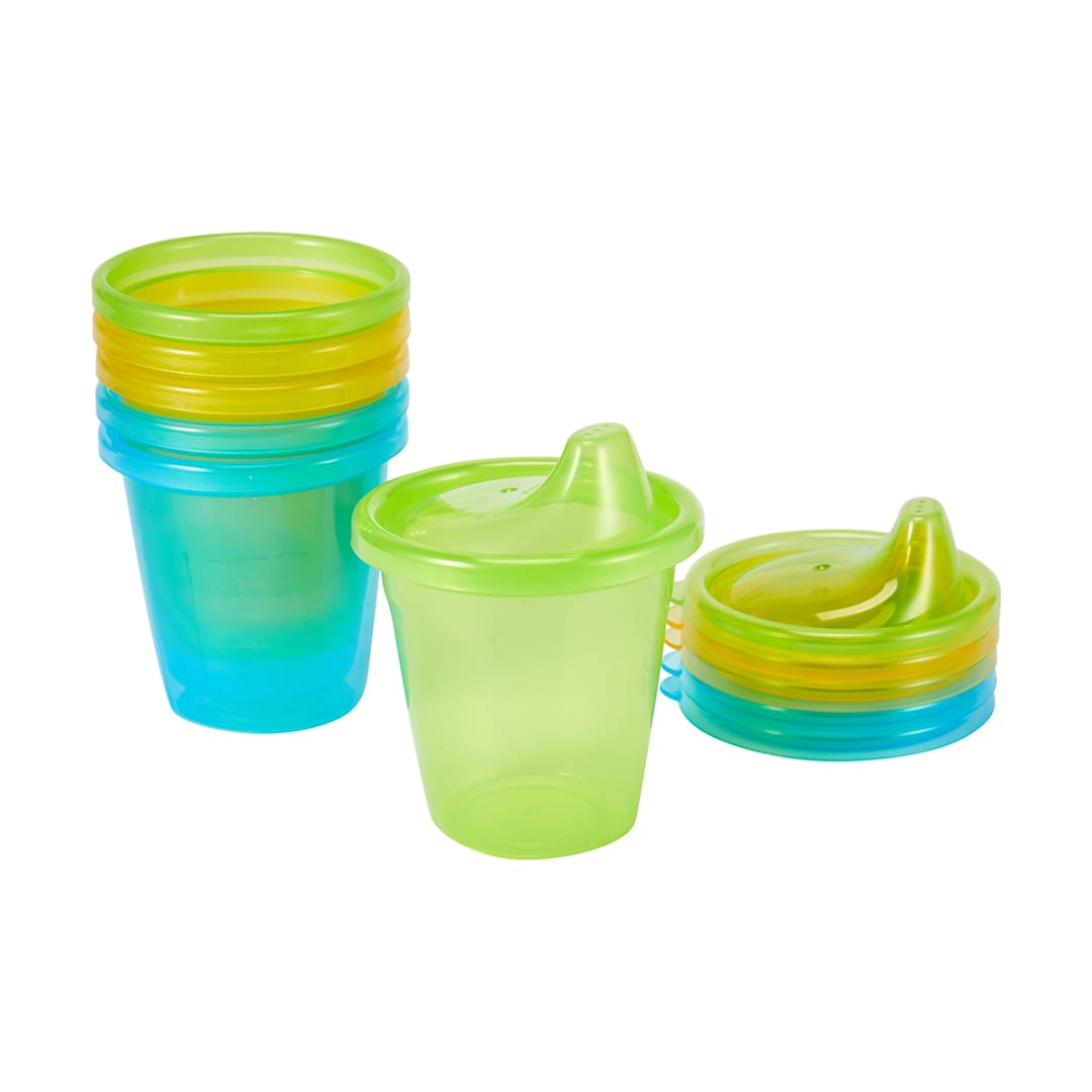 6 Pack Reusable Cups with Hard Spout Lids Kmart