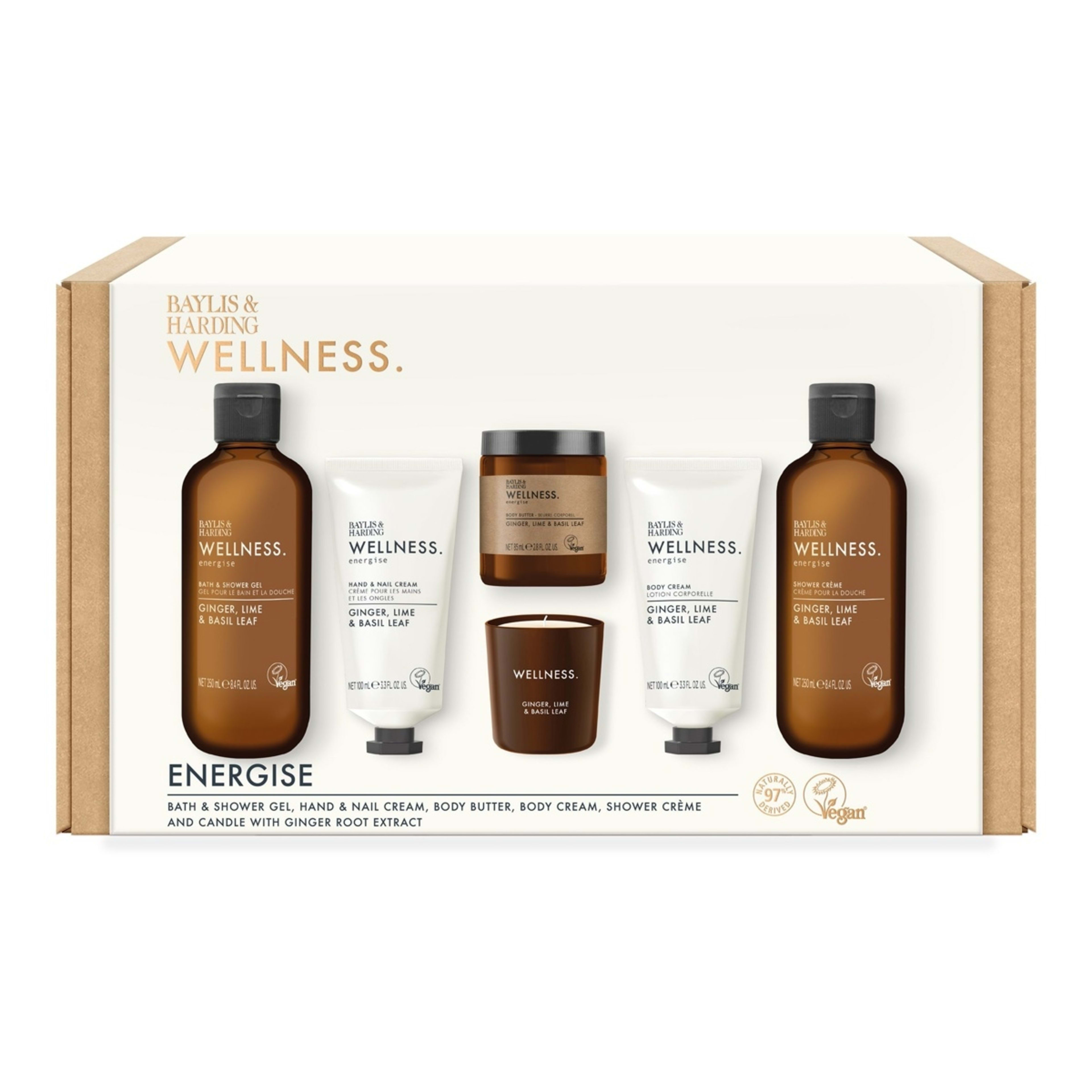 1 Baylis and Harding 6 Piece Wellness and Energise Set - Ginger, Lime and Basil Leaf