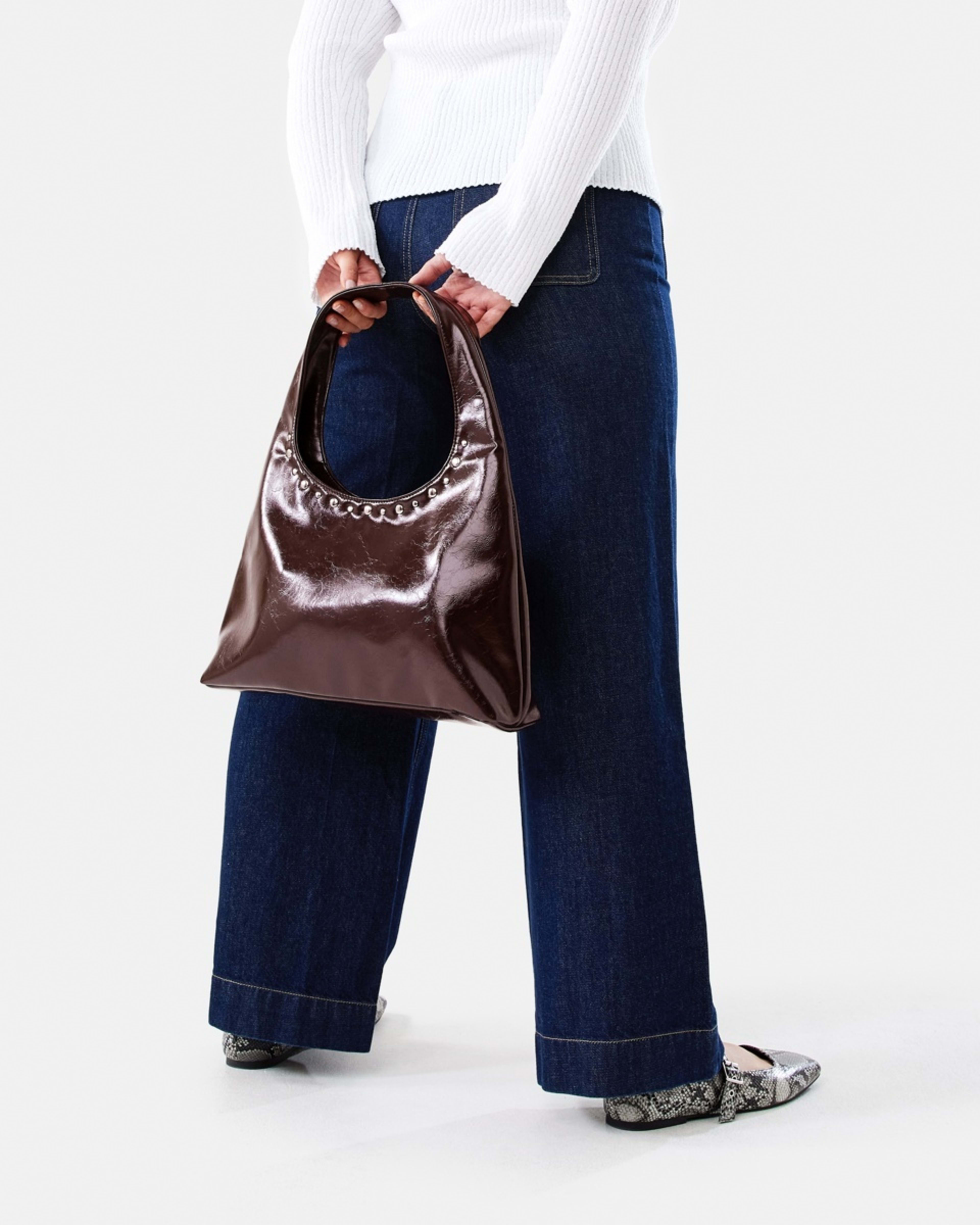 7 Brodie Stud Shoulder Bag Choc Plum, 7 of 10