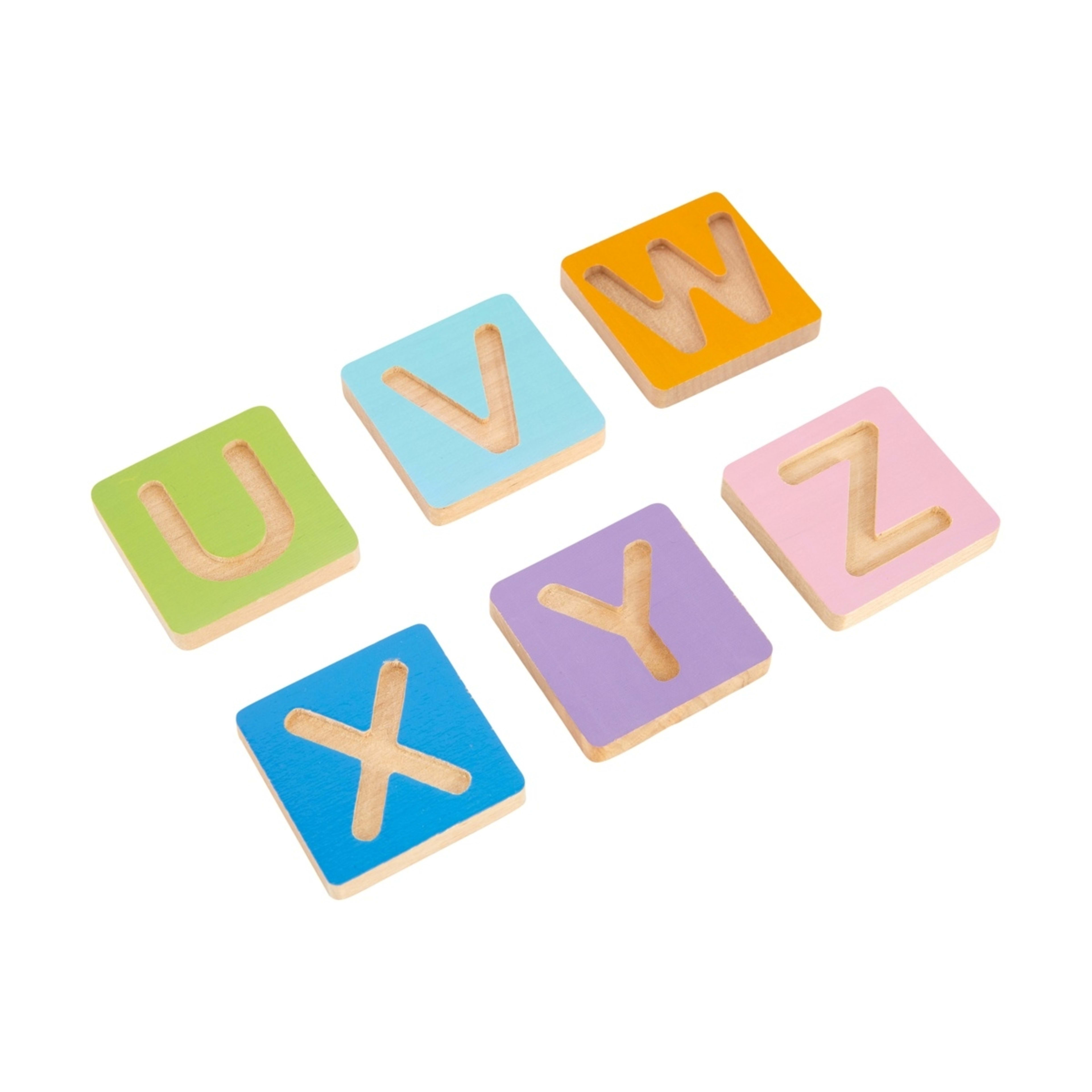 6 26 Piece Wooden A-Z Tiles Playset, 6 of 8