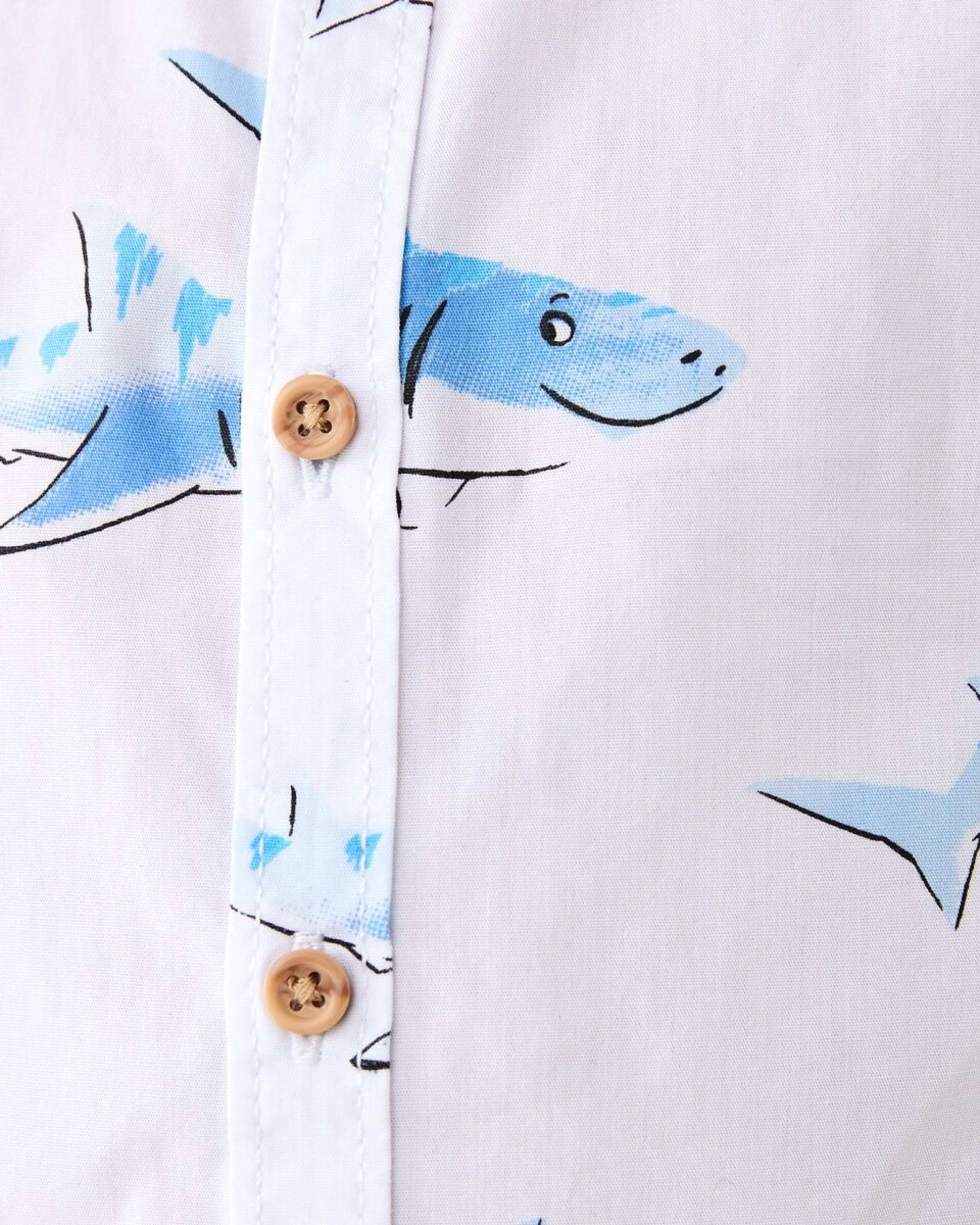 4 Short Sleeve Print Shirt CUTE SHARKS SNOW WHITE, 4 of 6