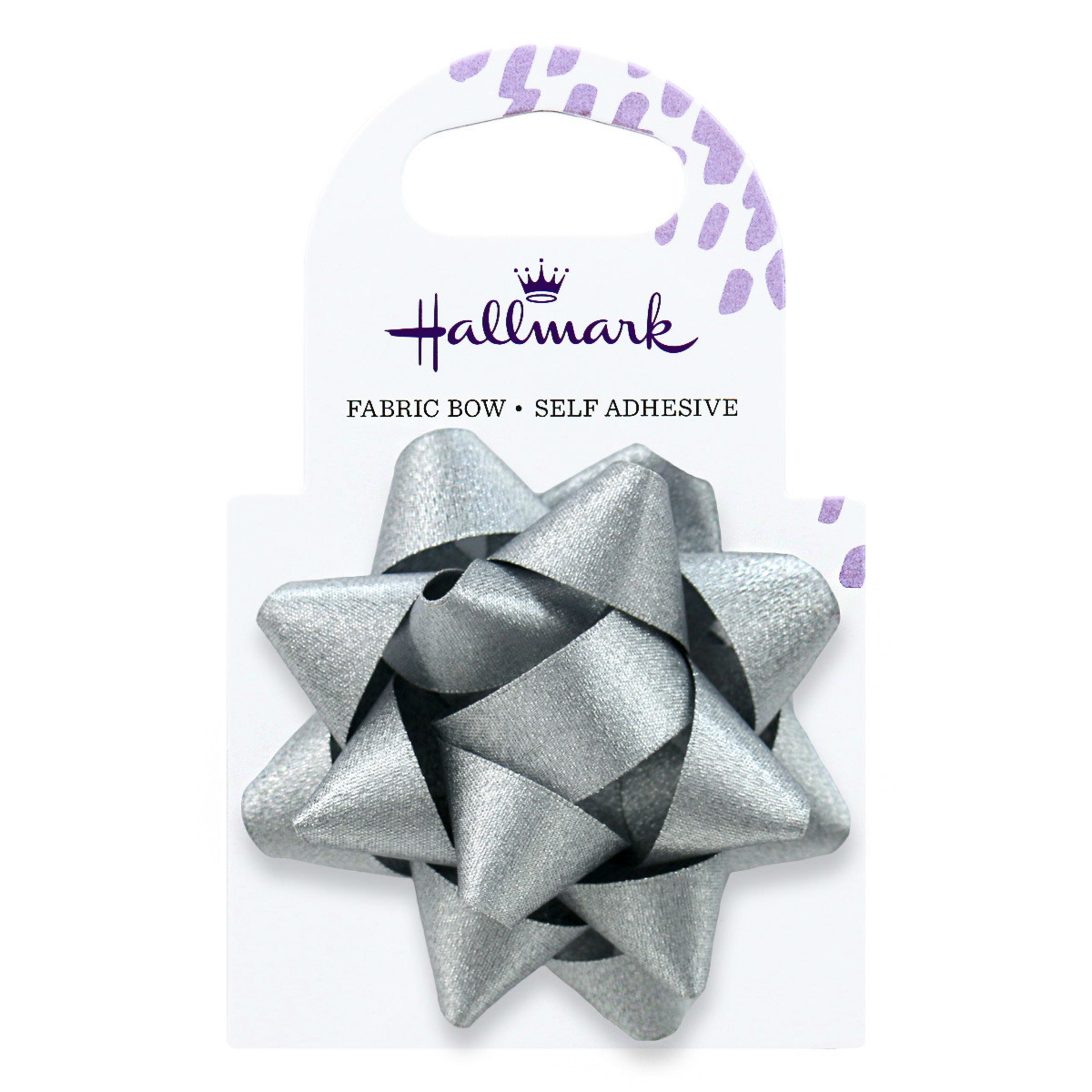 1 Hallmark Multi-Occasion Grosgrain Fabric Self-Adhesive Gift Bow - Silver Look, 1 of 2