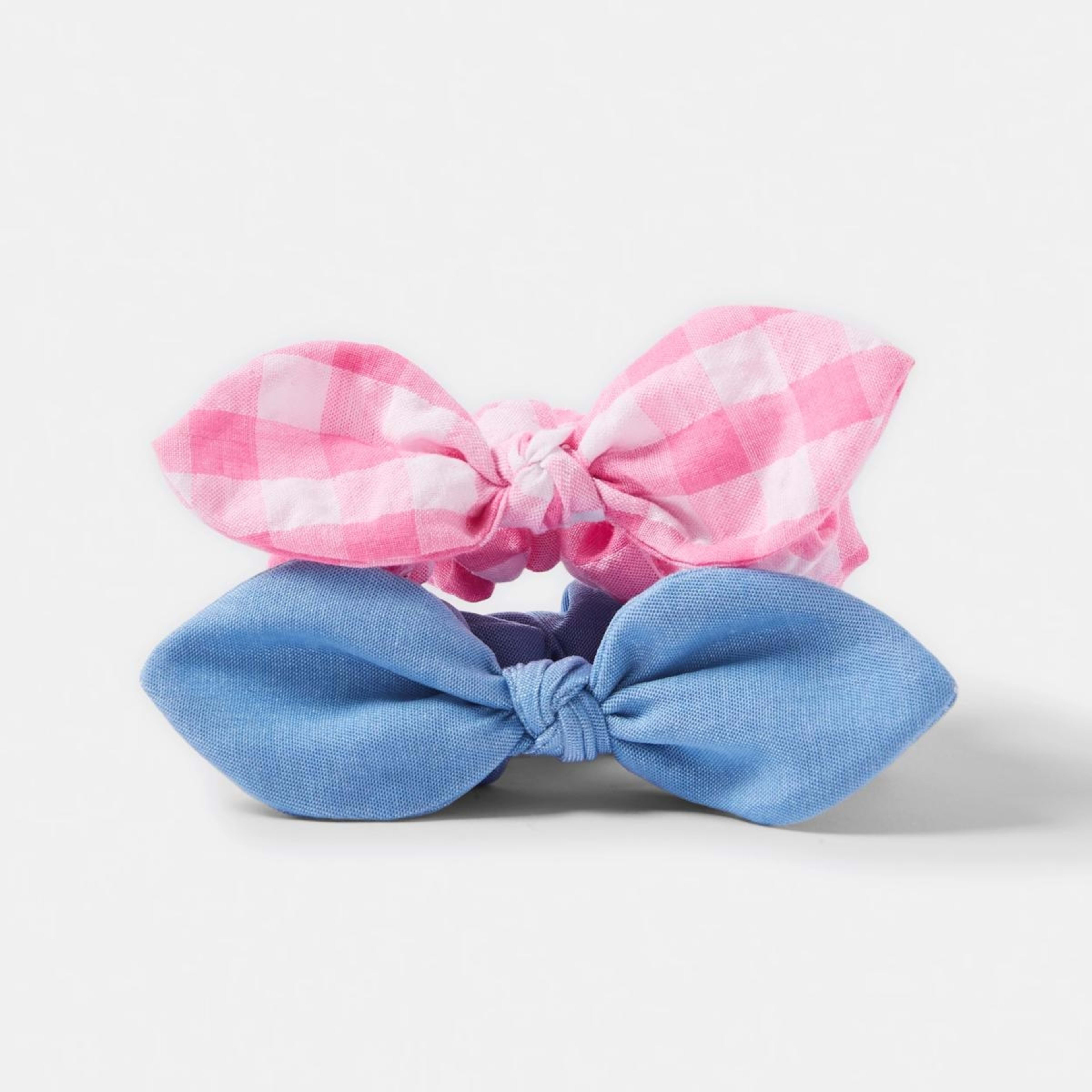 1 2 Pack Gingham and Chambray Hair Scrunchies