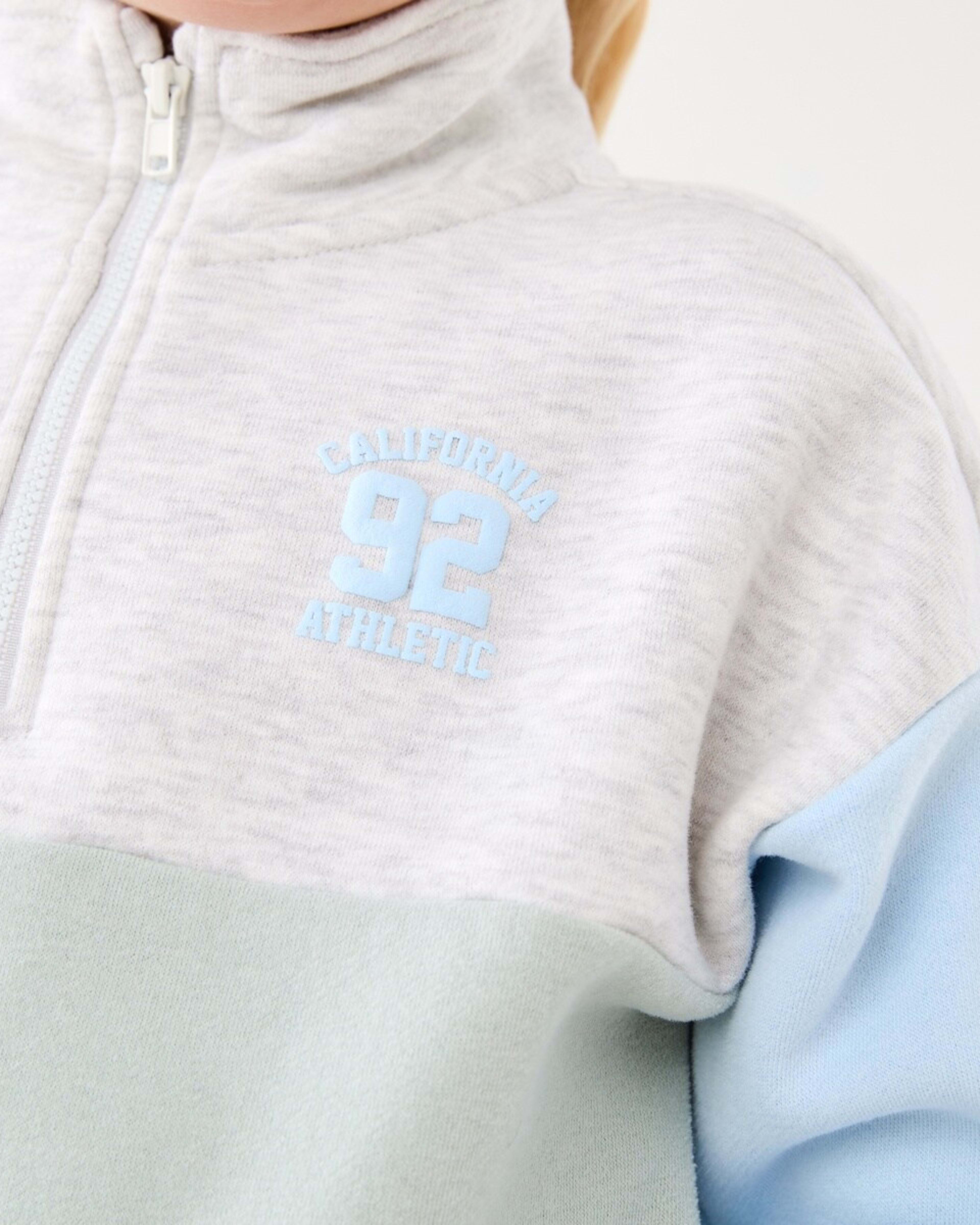 4 Colour Block Quarter Zip Fleece Sweatshirt Mutli, 4 of 8