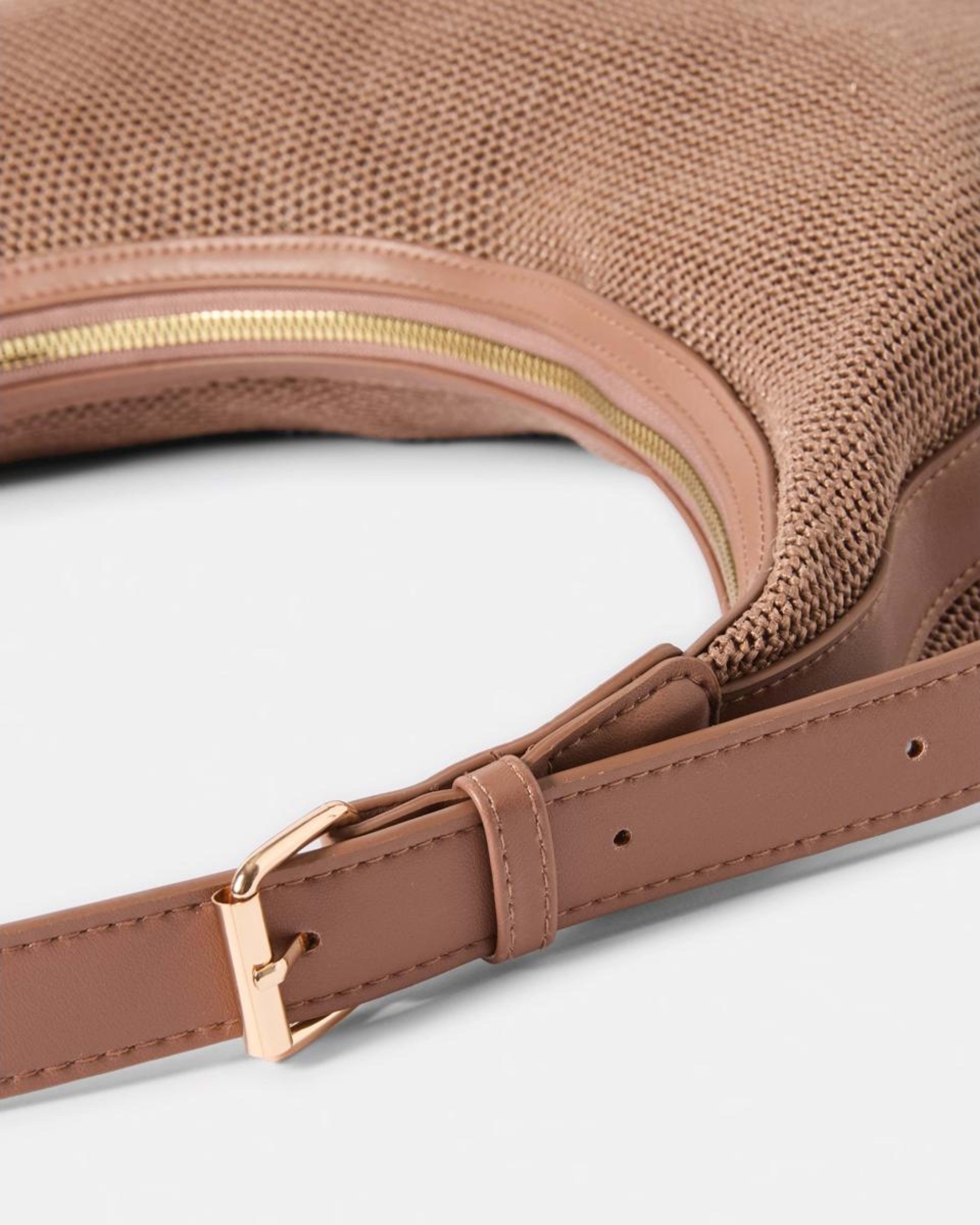 3 Slouchy Woven Crossbody Bag Brown, 3 of 4