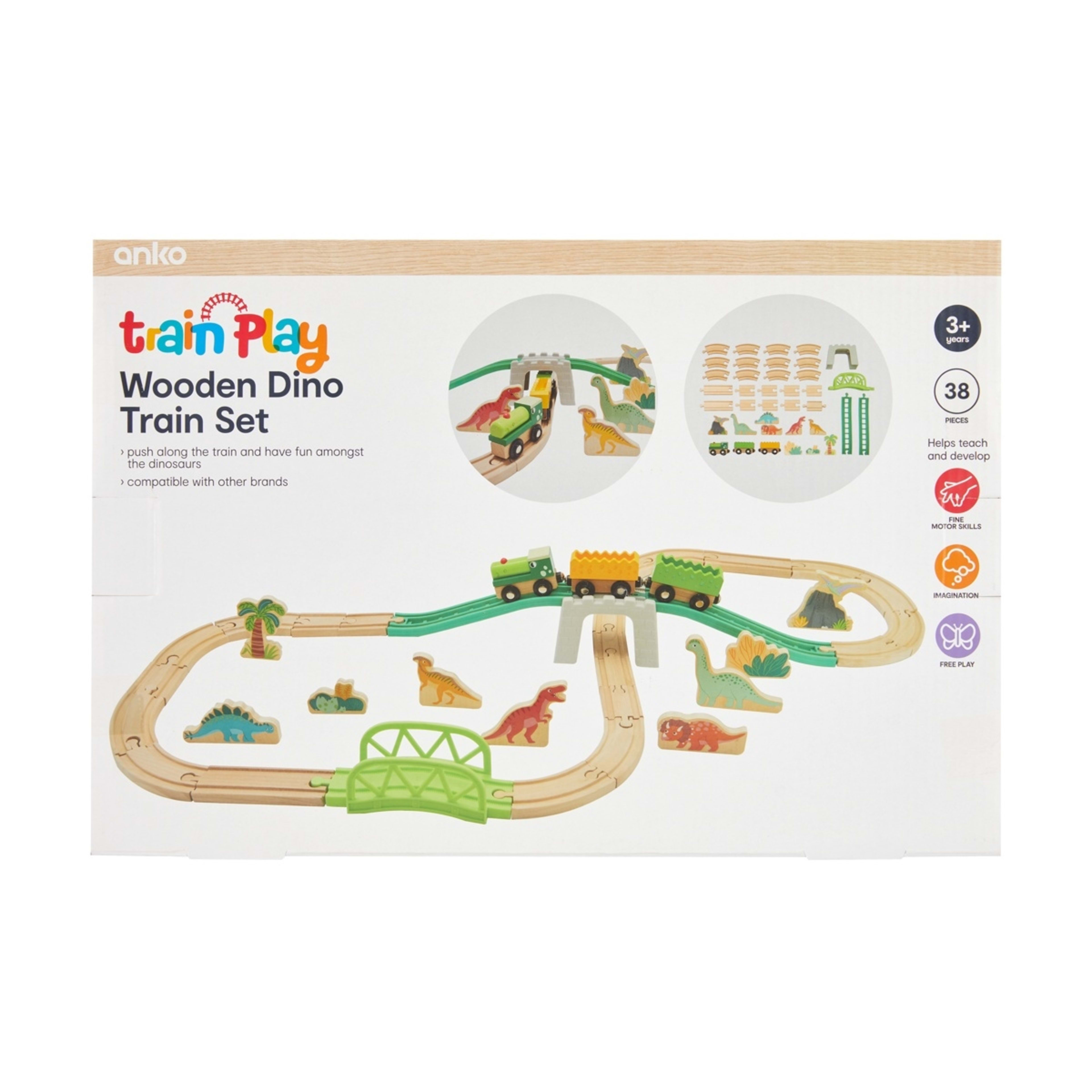 10 38 Piece Wooden Dino Train Set, 10 of 10