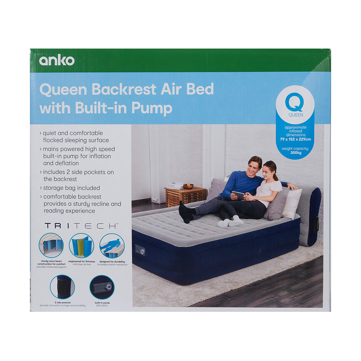 Backrest Air Bed with Builtin Pump Queen Bed Kmart