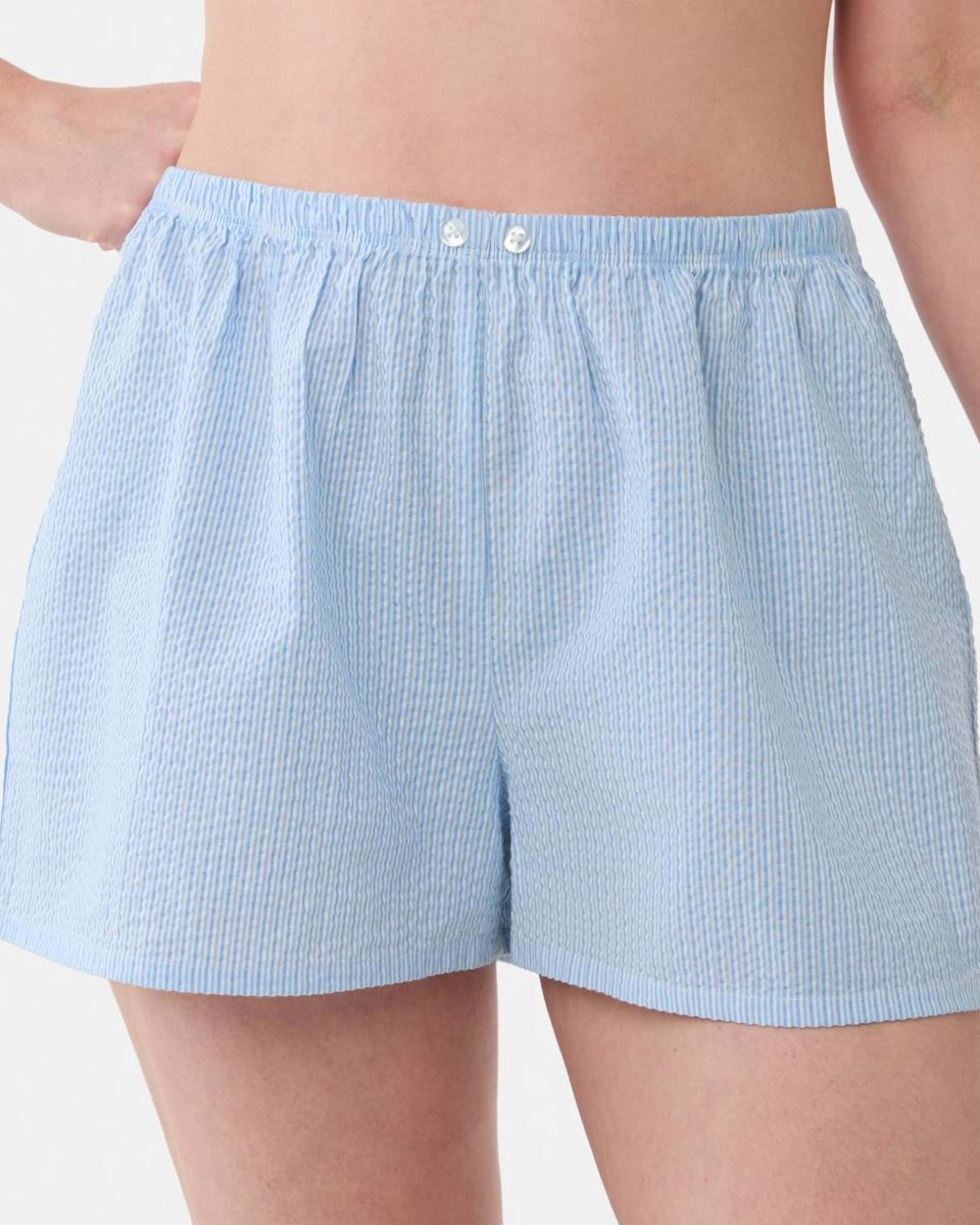 1 Seersucker Sleep Shorts STRIPE SCENIC BLUE, 1 of 5
