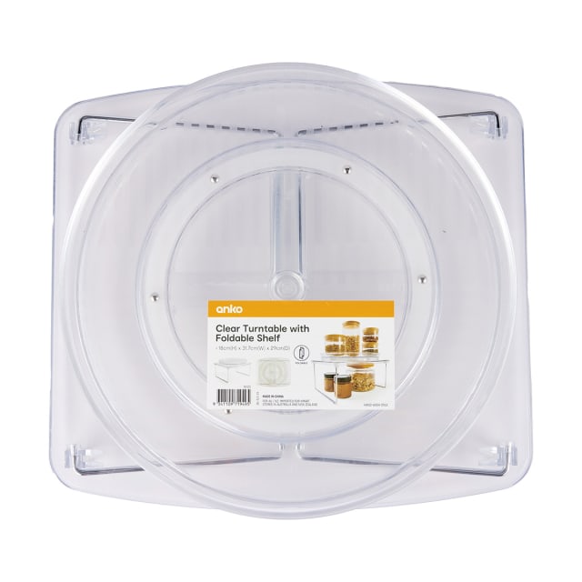 Clear Turntable with Foldable Shelf Kmart