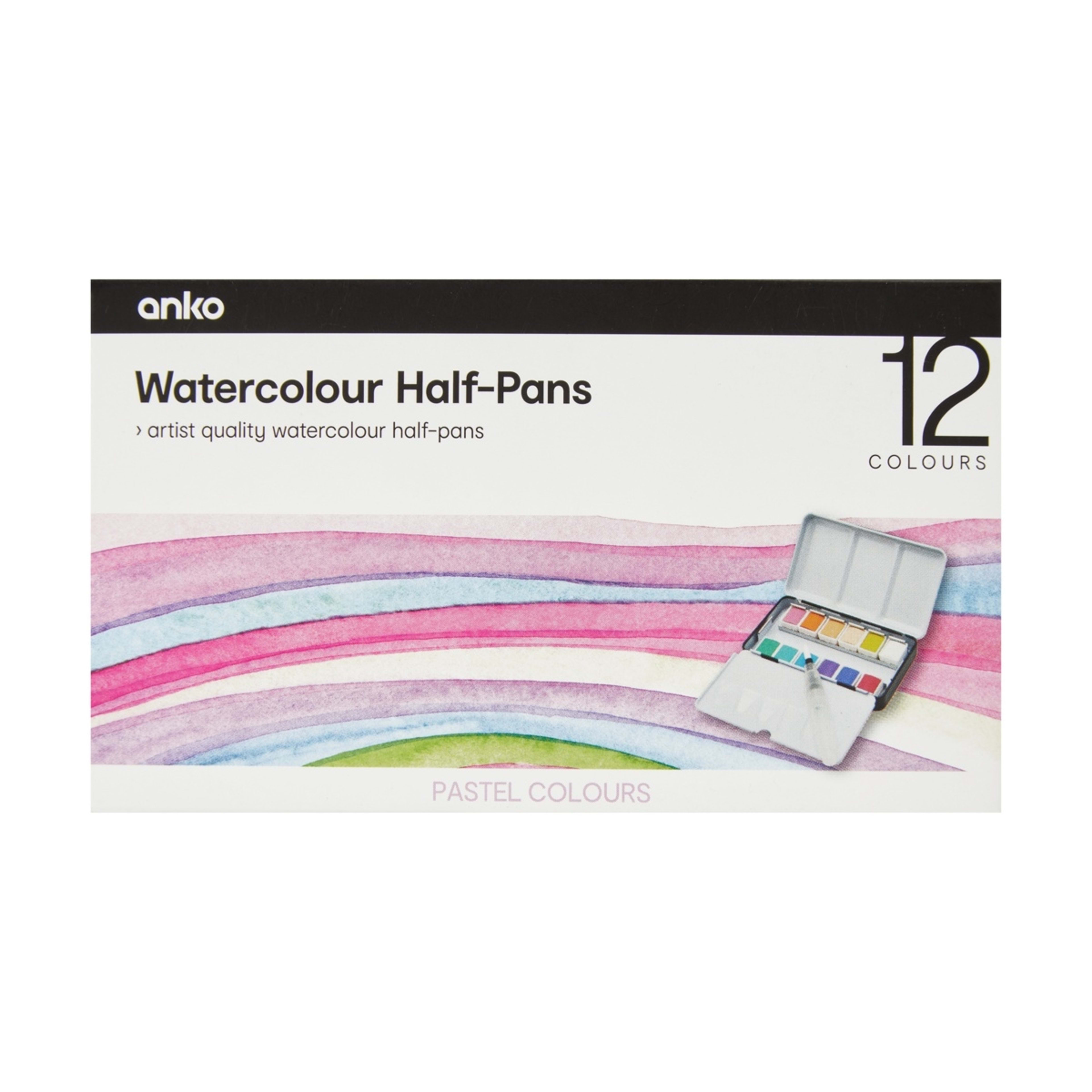 1 12 Pack Watercolour Half-Pans - Pastel