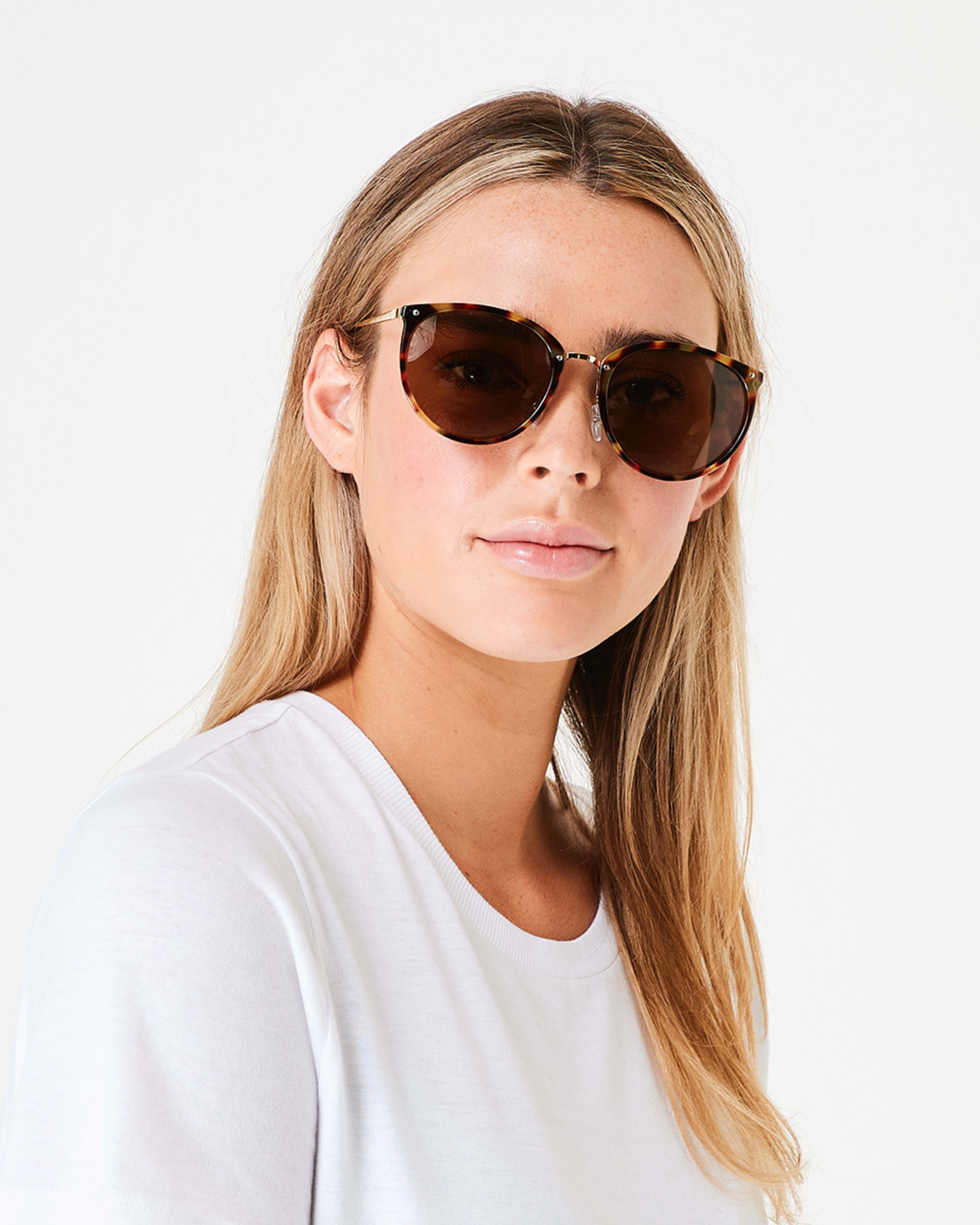 6 Thin Frame Cat Eye Sunglasses Tort, 6 of 7