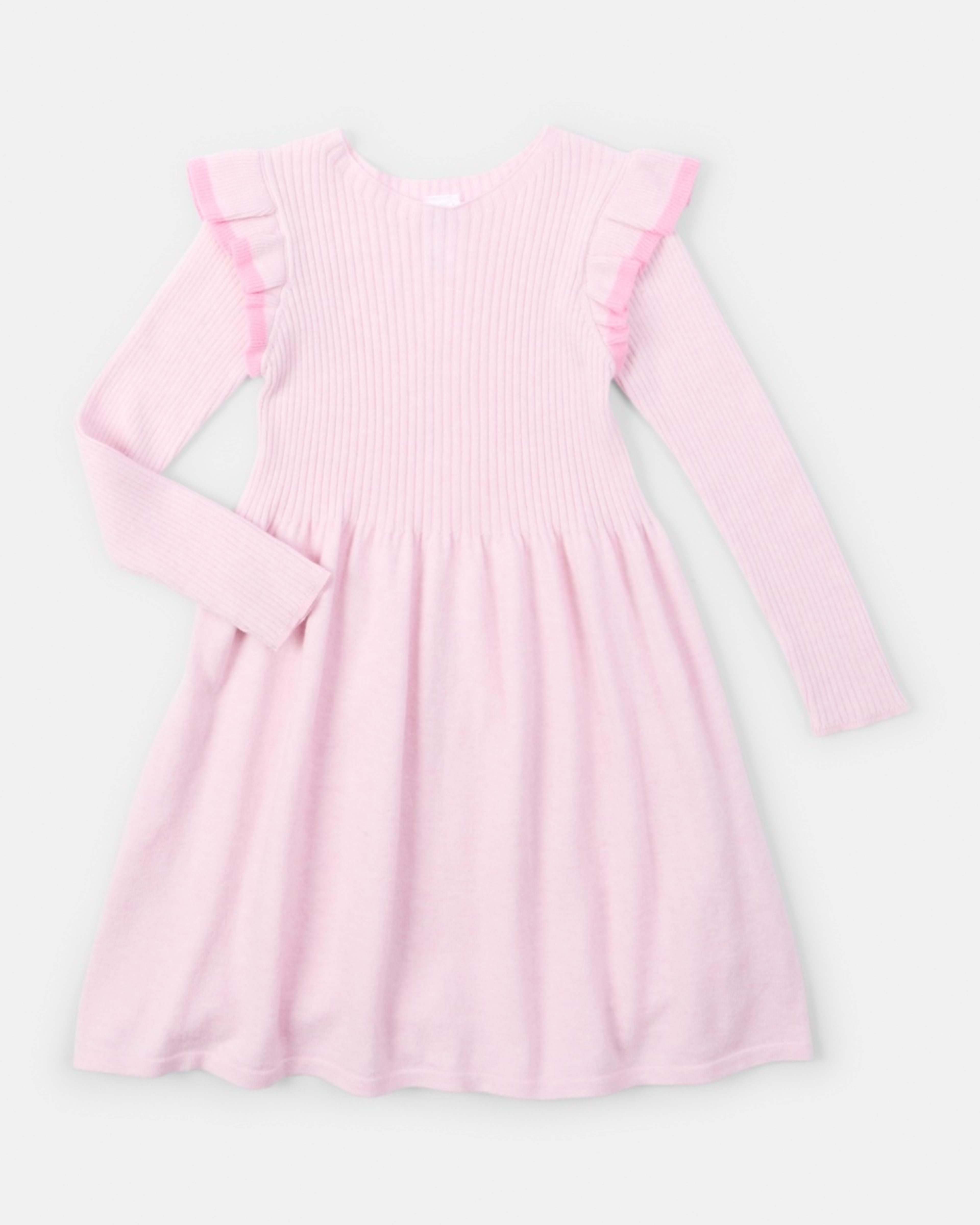 8 Long Sleeve Viscose Knit Dress Pink Marle, 8 of 9