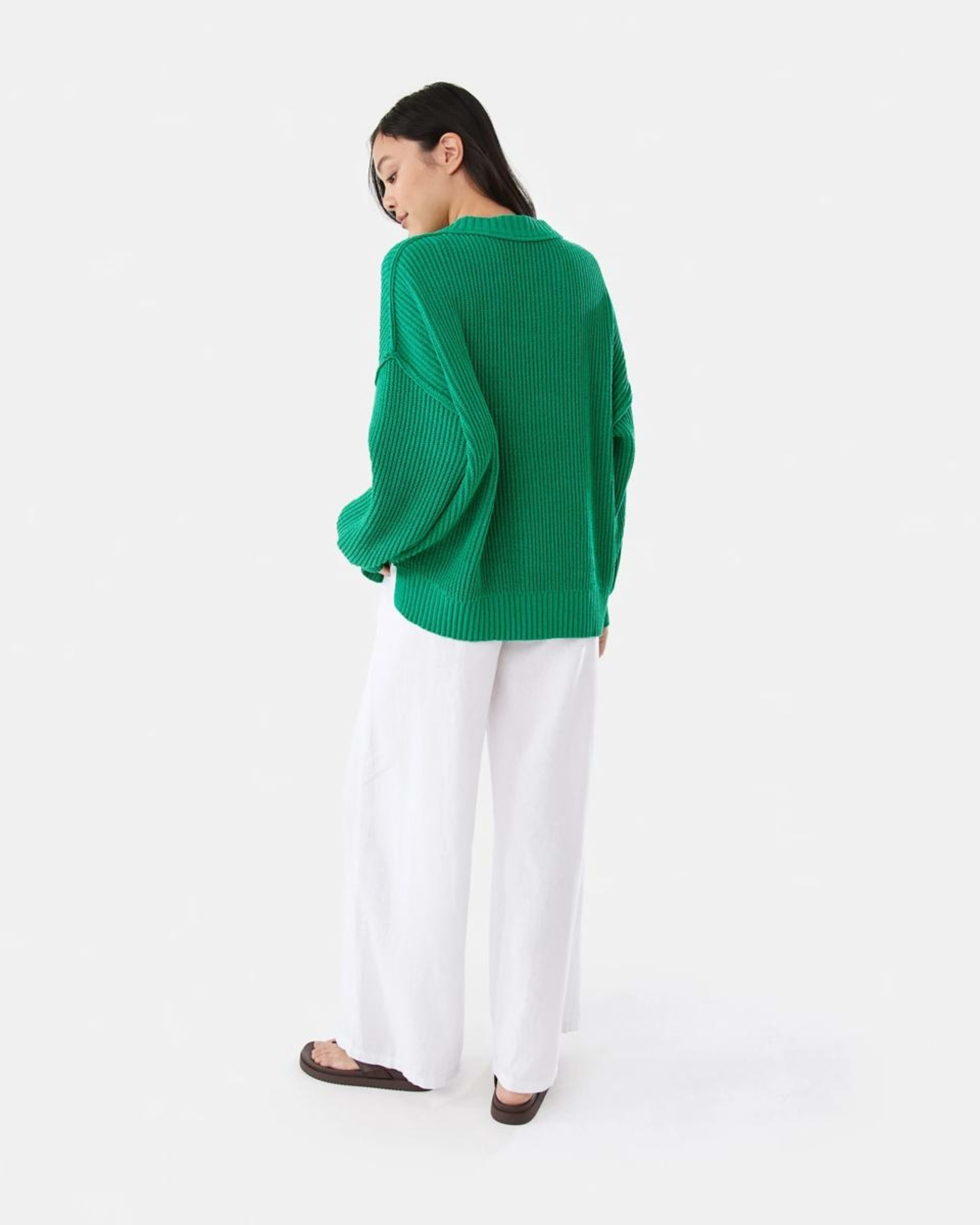 4 Chenille V-Neck Jumper SIMPLY GREEN, 4 of 9