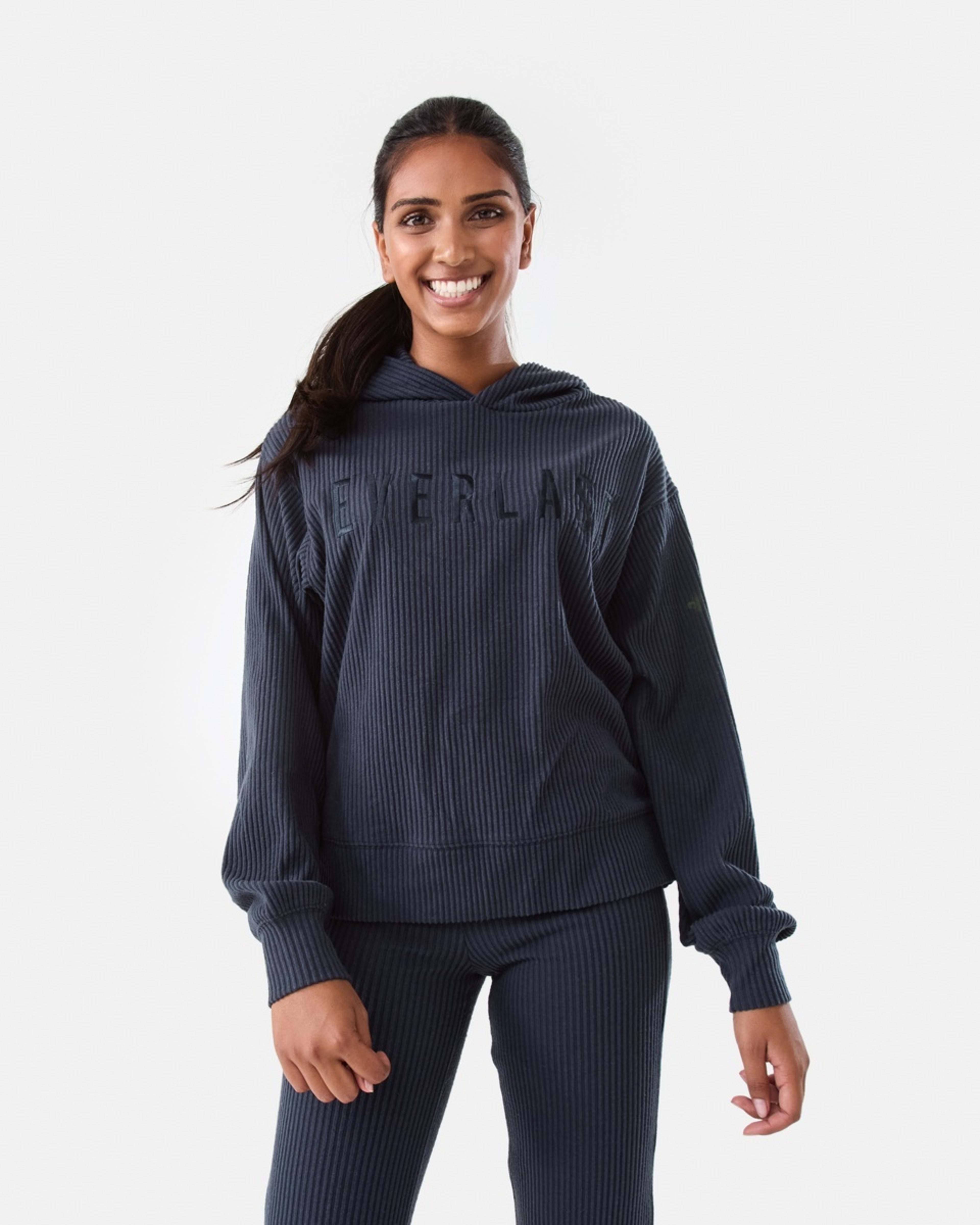 1 Everlast Womens Ribbed Luxe Hoodie Wshed Navy