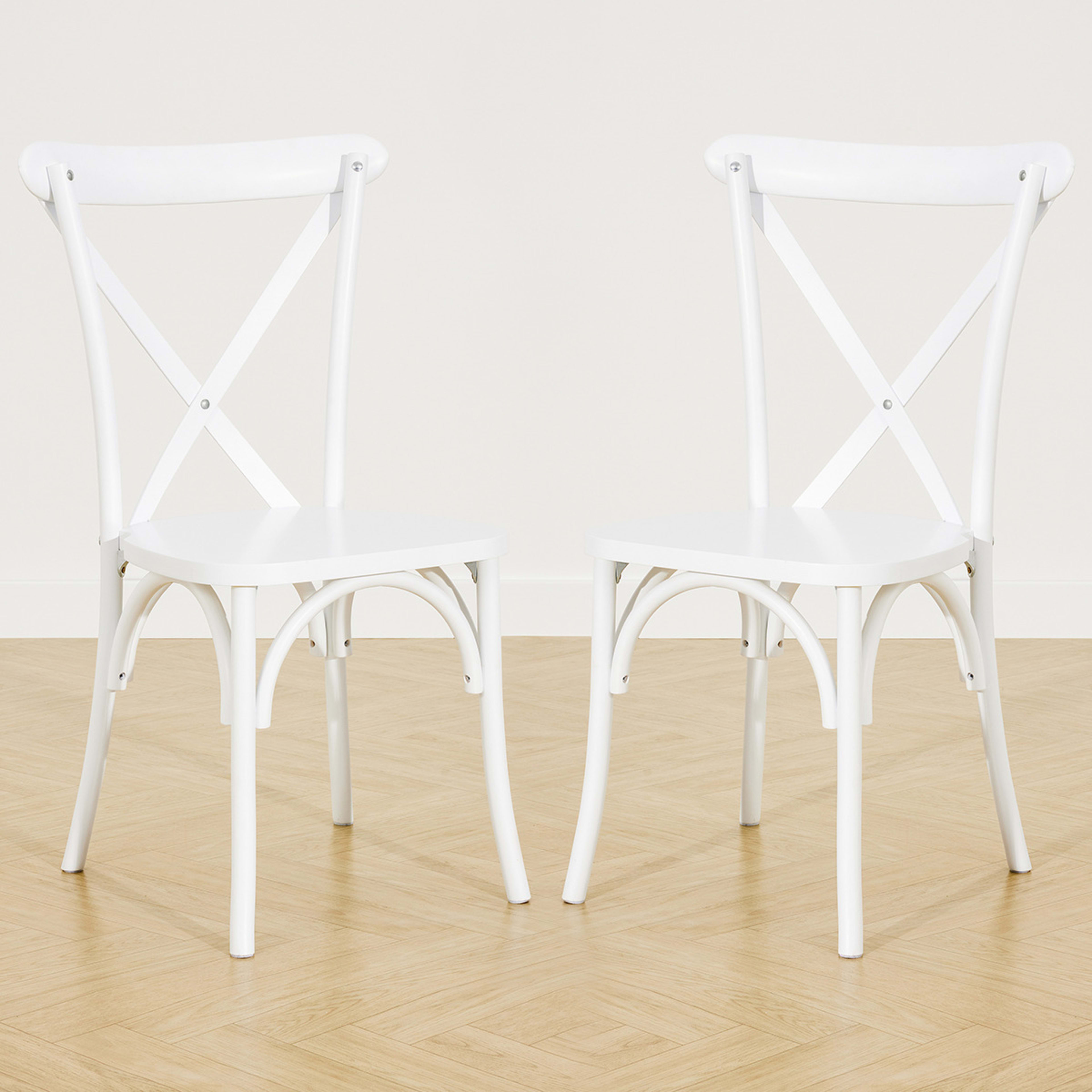 1 Set of 2 Cross Back Chairs, 1 of 10