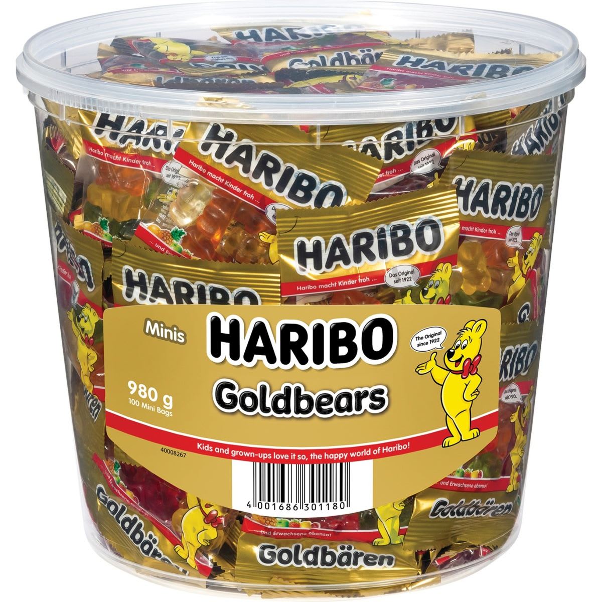 100 Piece Haribo Goldbears Mini Bags Bucket 980g - Kmart