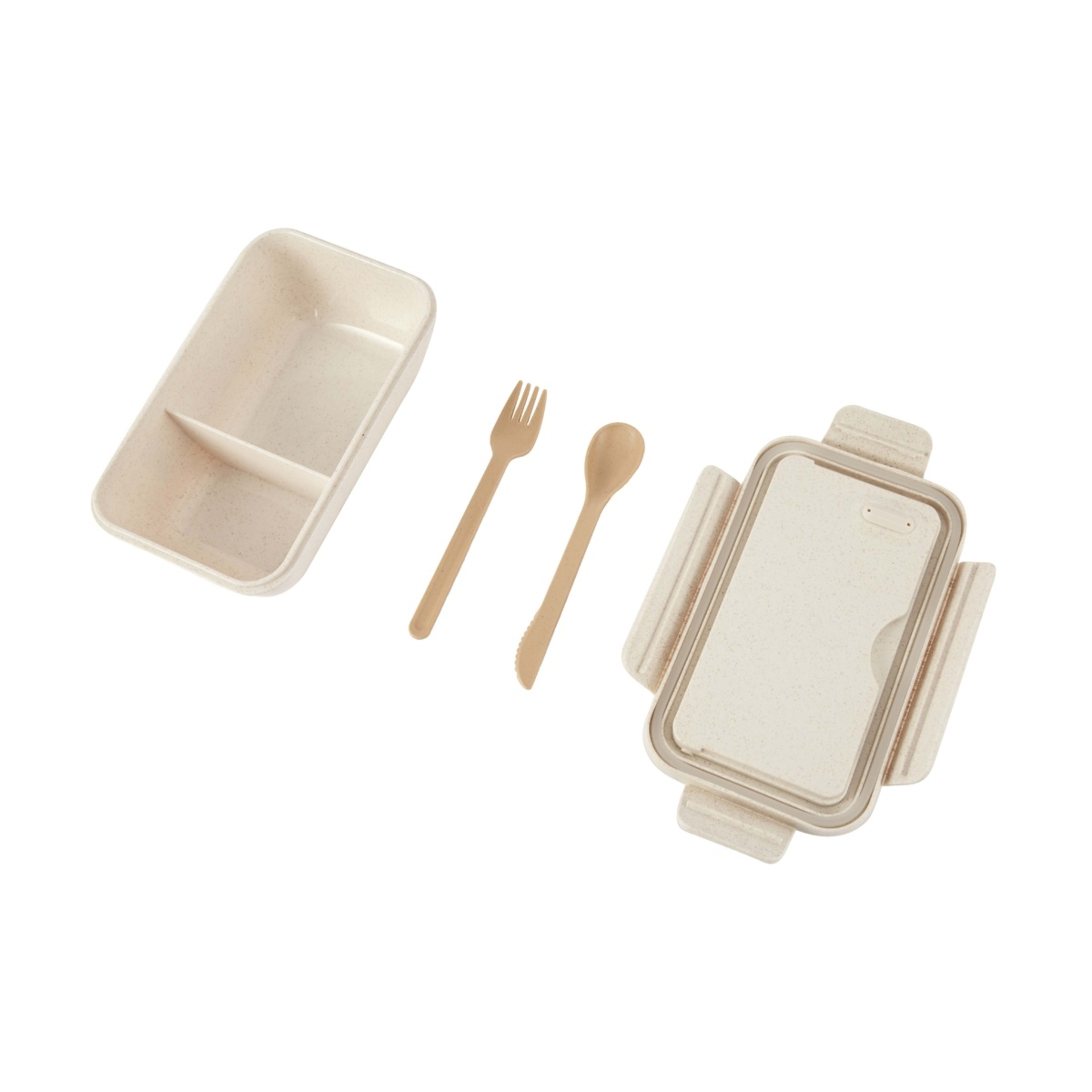 4 Oatmeal Wheat Straw Lunch Box with Cutlery, 4 of 5