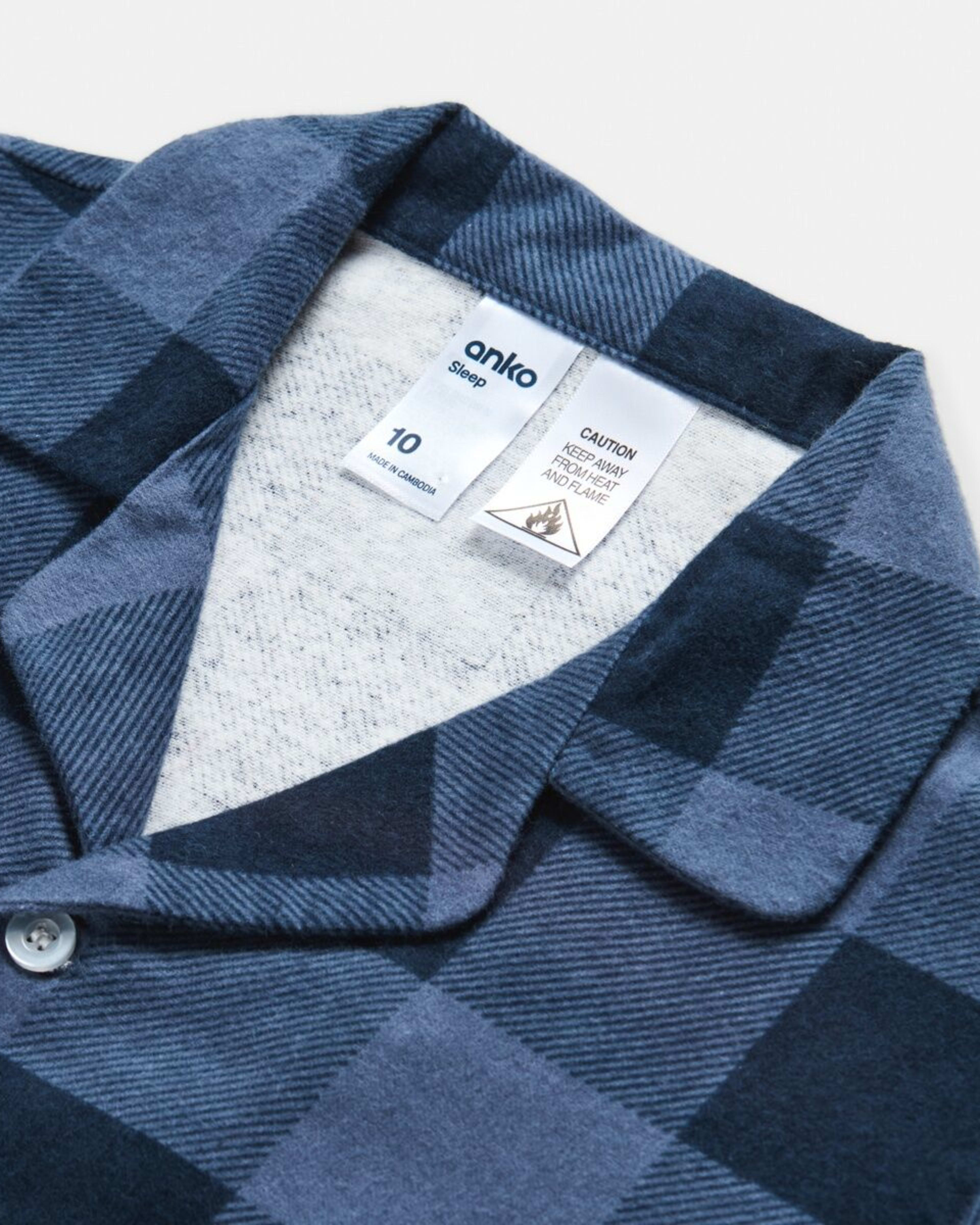 8 Flannelette Pyjama Set Navy Check, 8 of 9