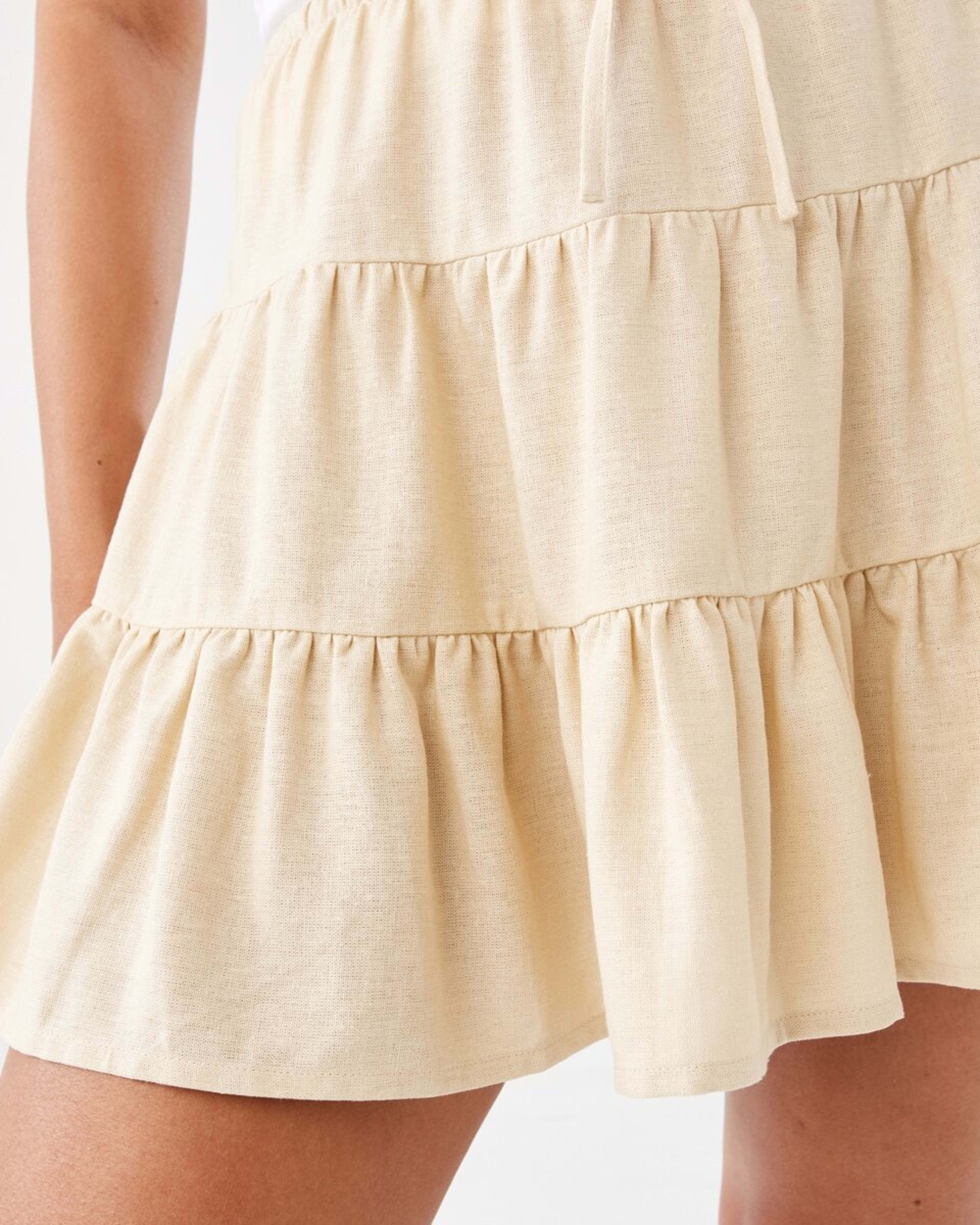 7 Tiered Mini Skirt Ylw Straw, 7 of 7