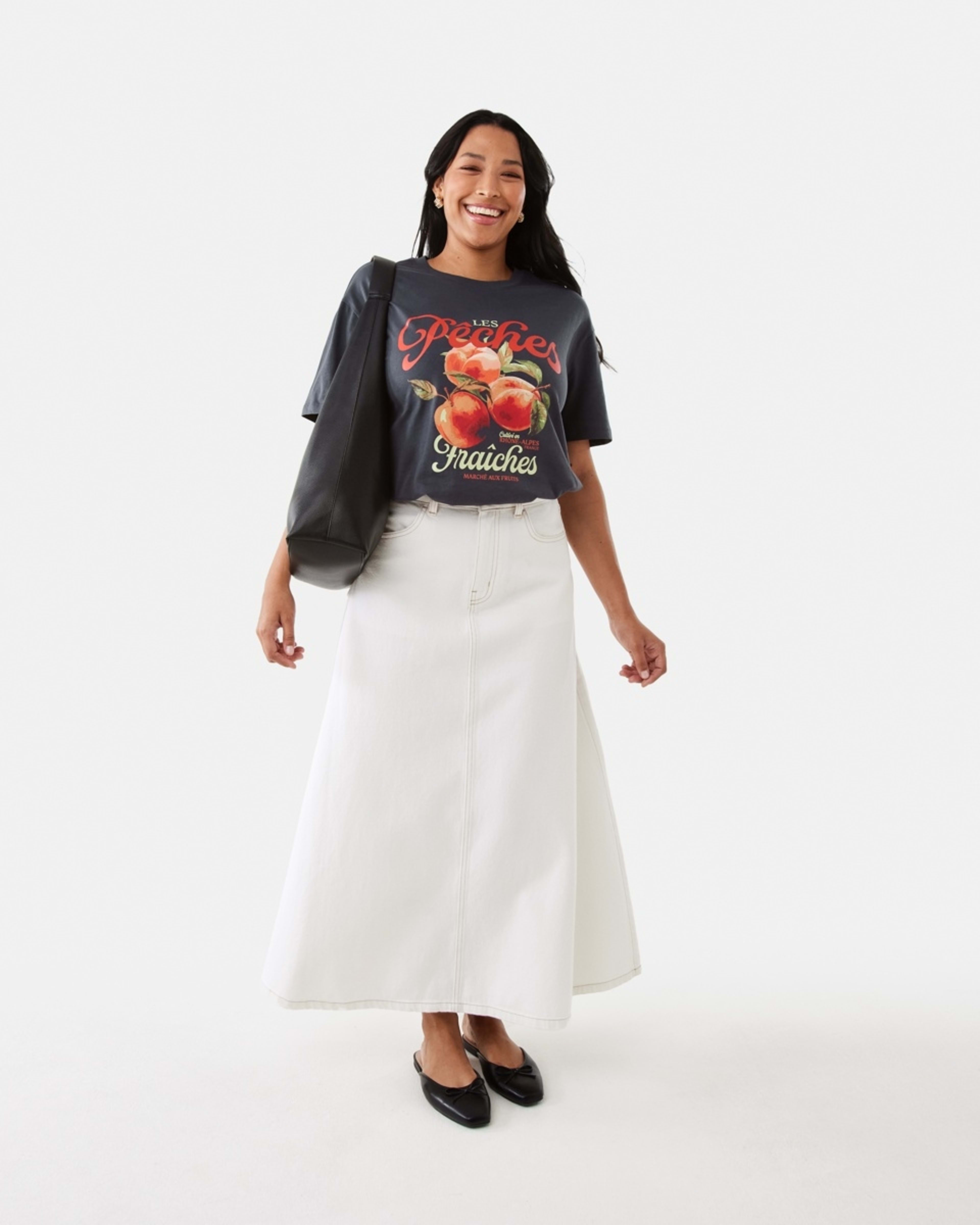 7 Denim A-Line Maxi Skirt Ecru, 7 of 7