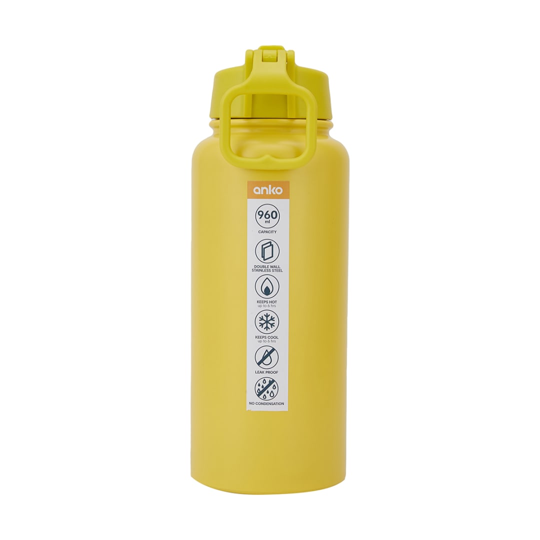 960ml Yellow Double Wall Insulated Drink Bottle Kmart