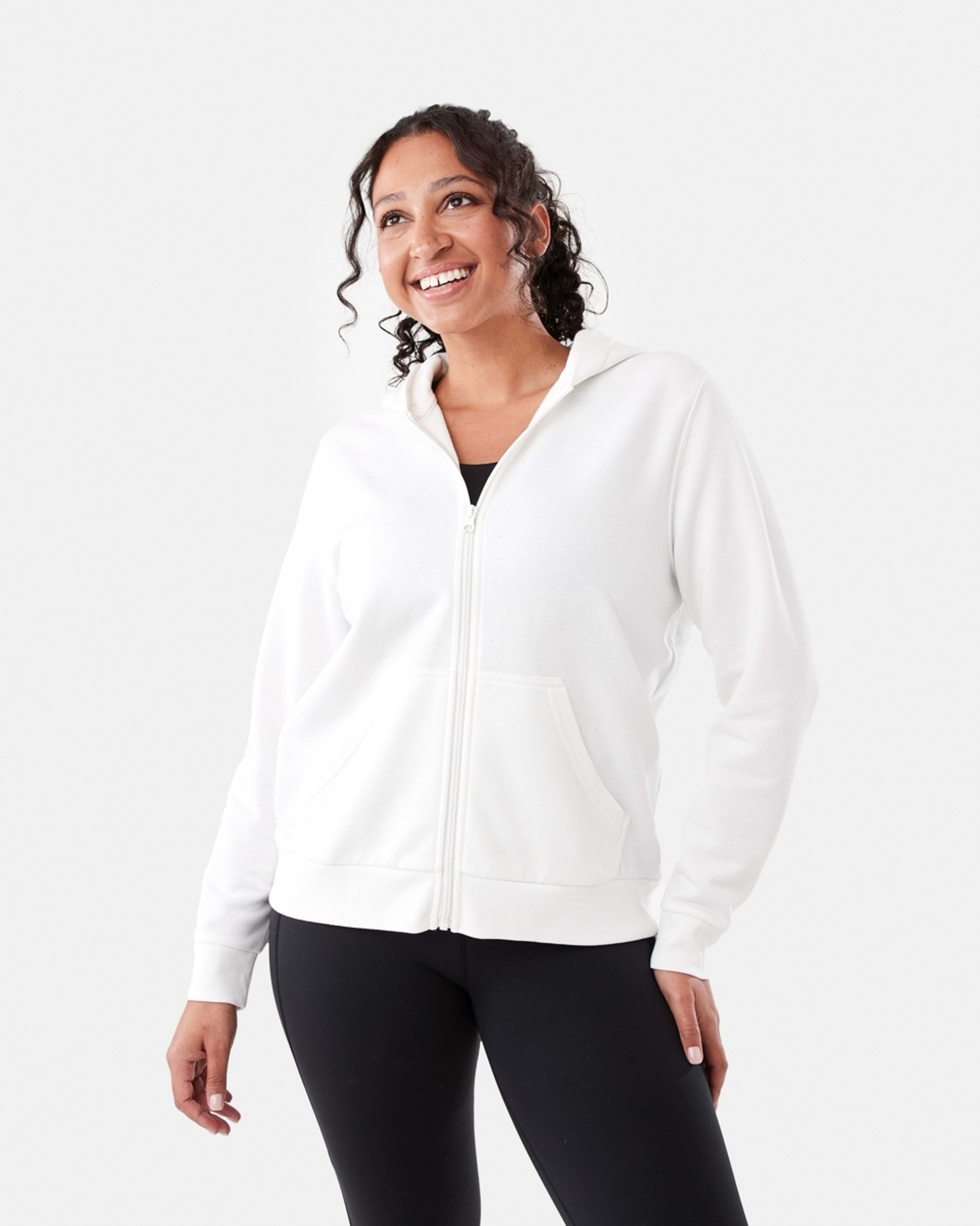 2 Active Womens Zip Through Hoodie ECRU, 2 of 7