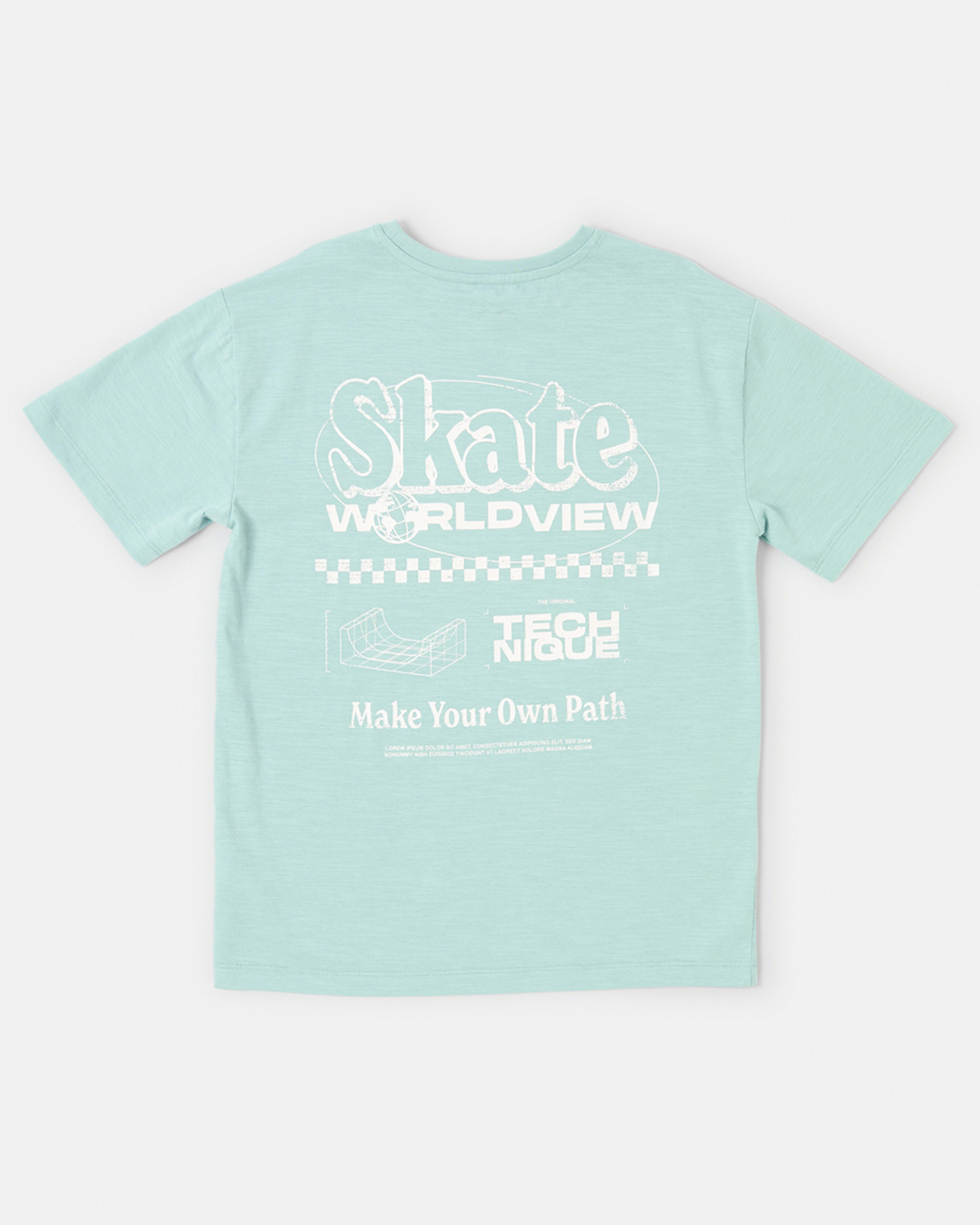 9 Short Sleeve Back Print T-shirt Teal Skate, 9 of 9