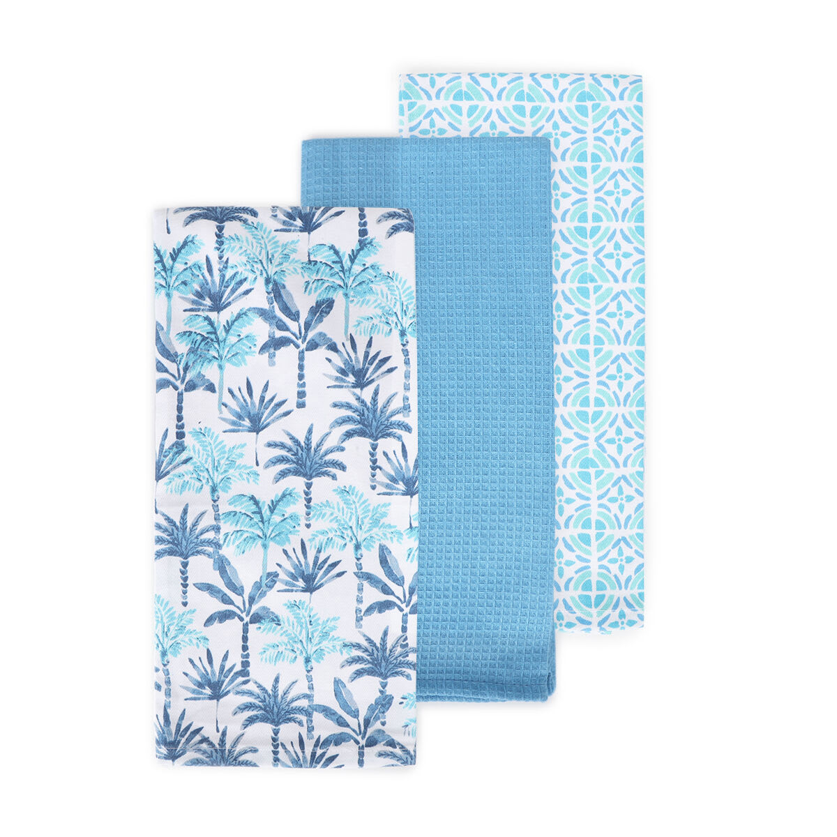 3 Pack Palm Printed Tea Towels Kmart