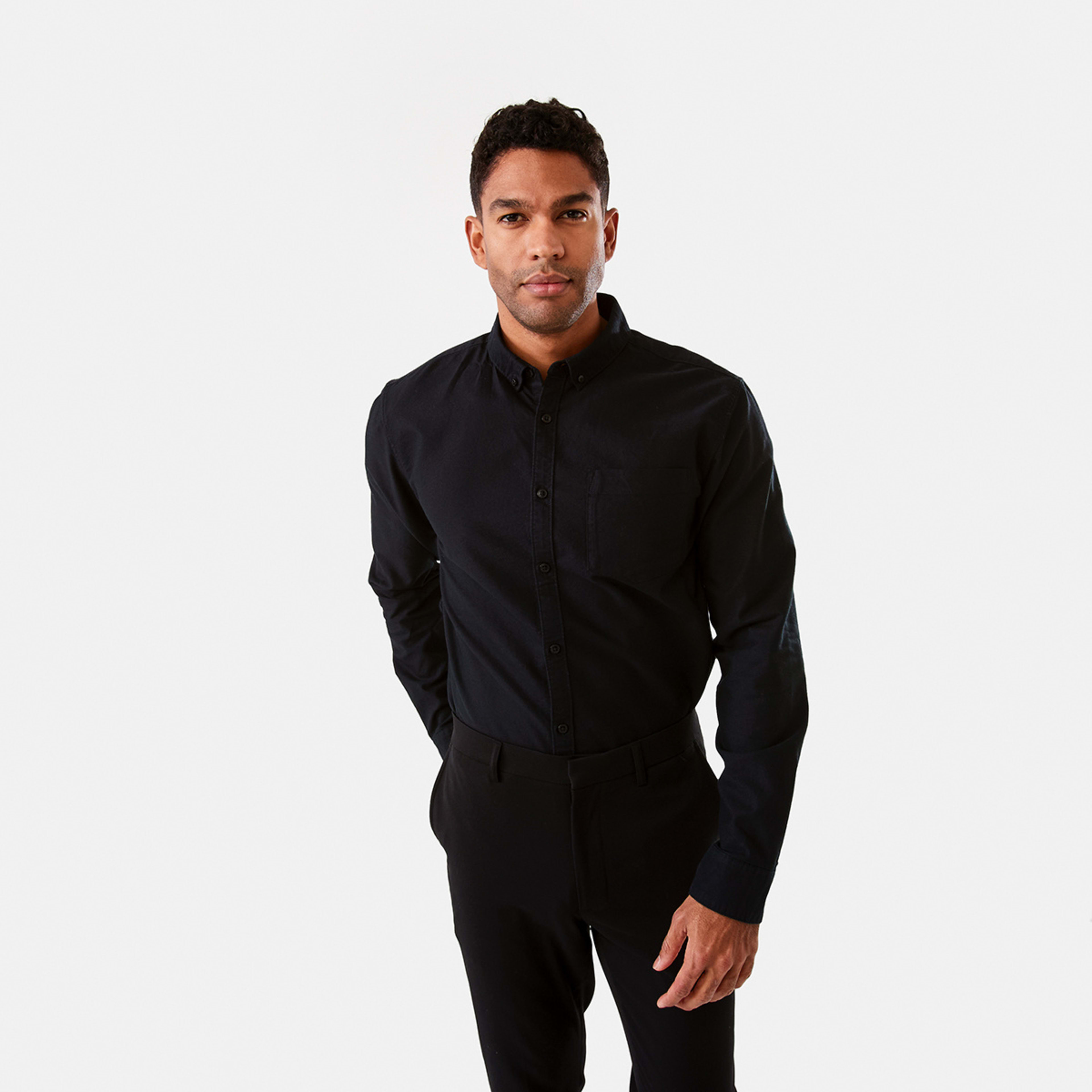 1 Long Sleeve Oxford Shirt Black, 1 of 7