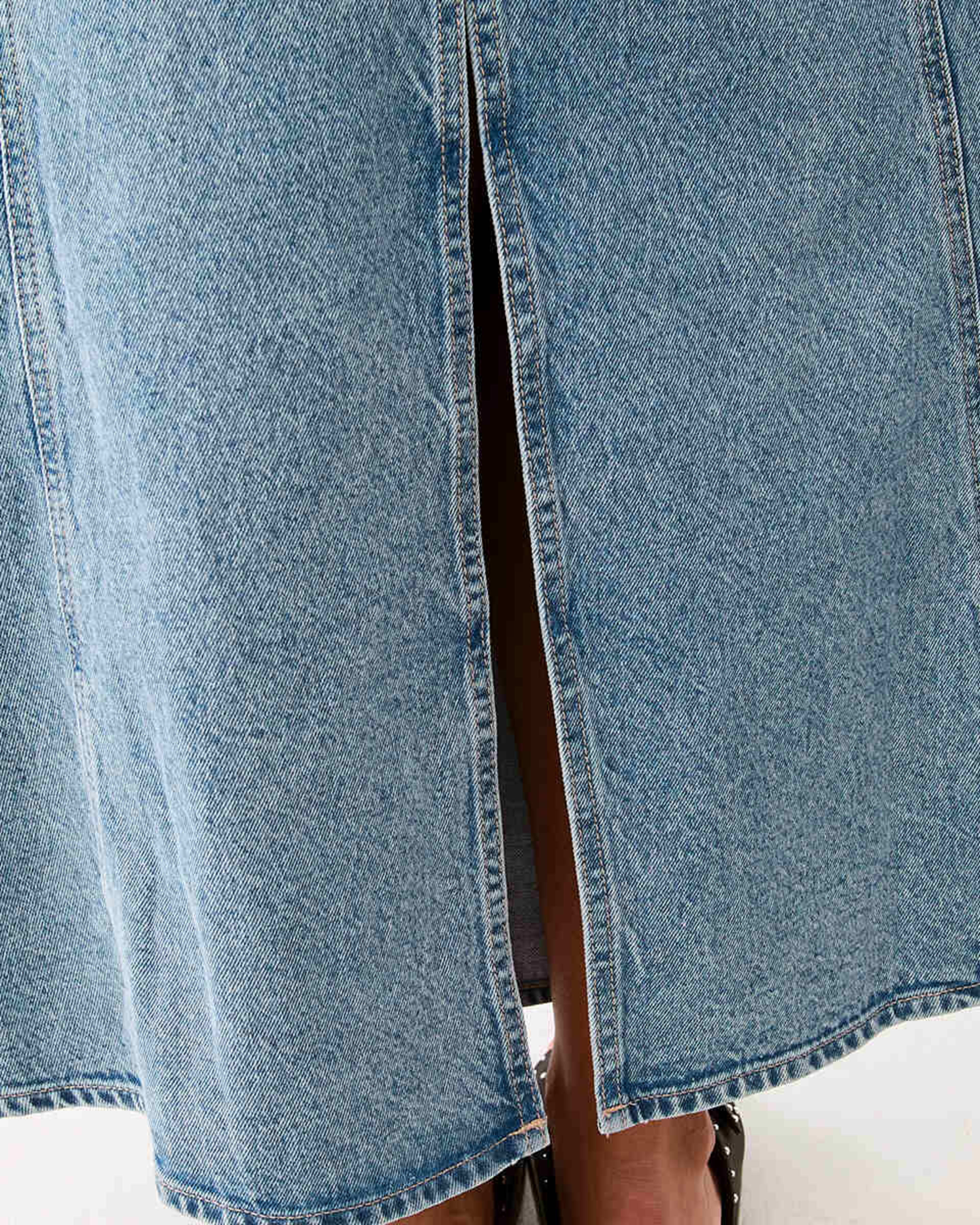 7 Panelled Denim Maxi Skirt Mid Wash, 7 of 7