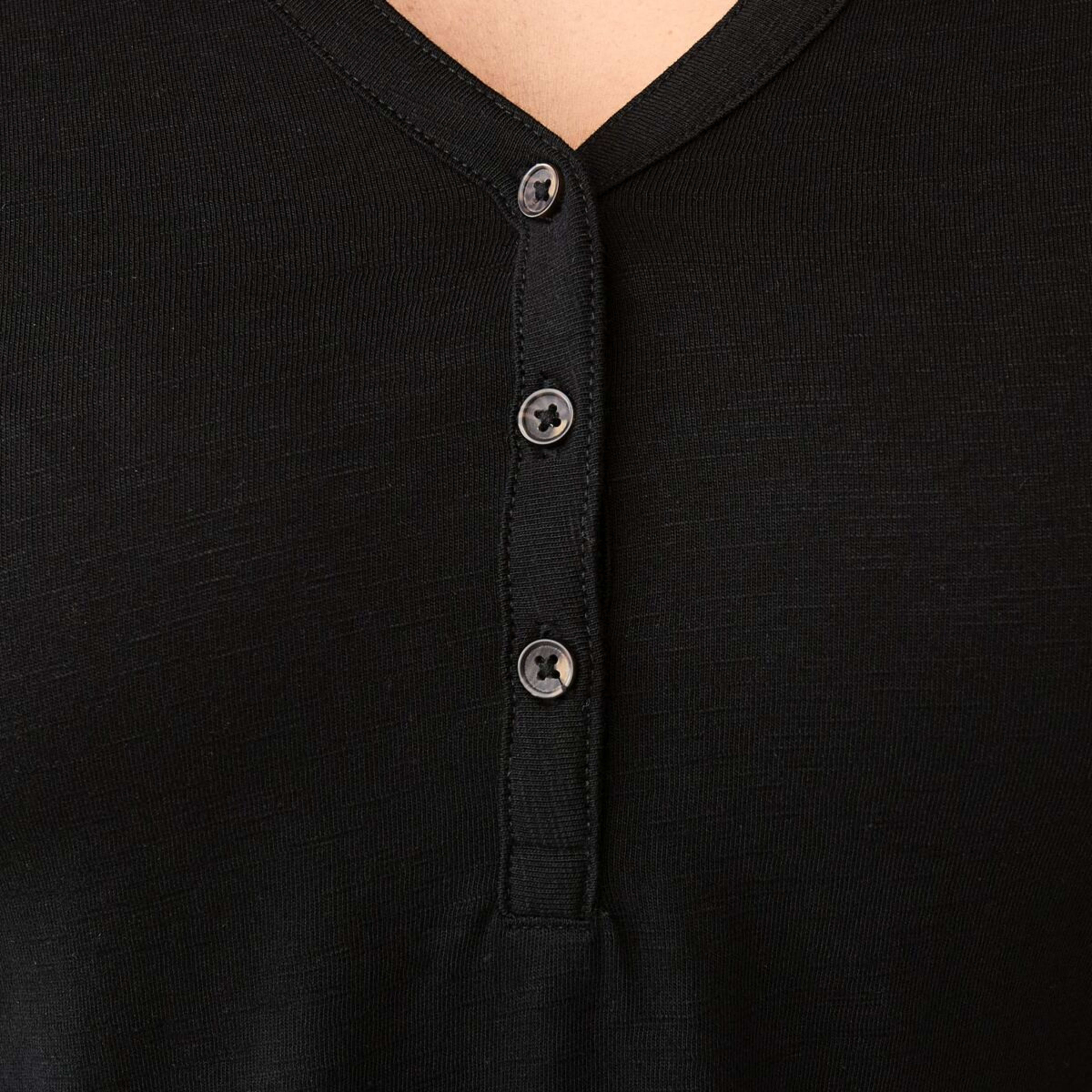 7 Long Sleeve Textured Button Front Top Black, 7 of 9