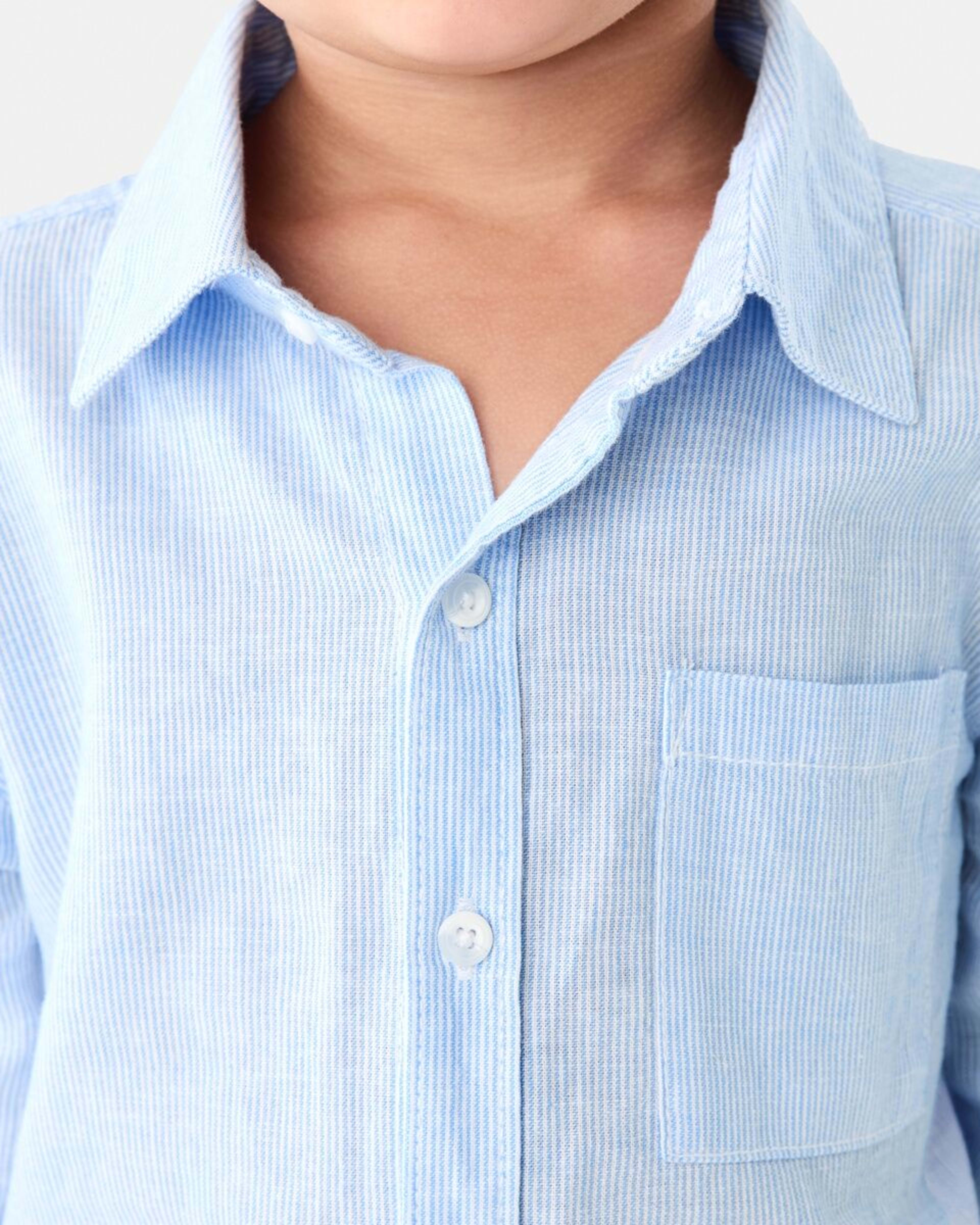 5 Long Sleeve Linen Shirt BLUE STRIPE, 5 of 9