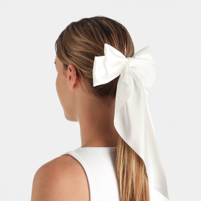 White Barrette Large Bow Hair Clip Kmart