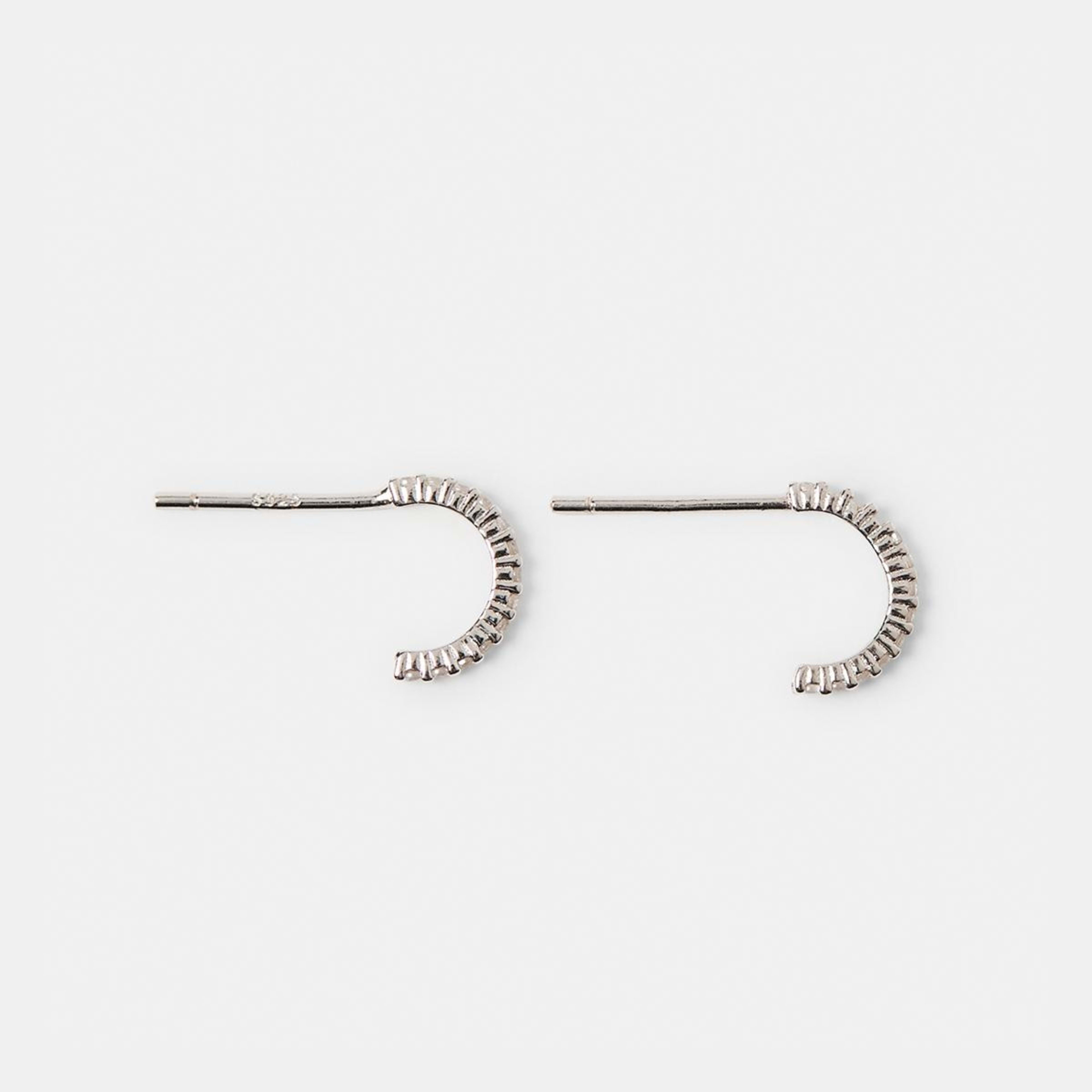 1 Sterling Silver Mini Hoop Earrings Silver, 1 of 4