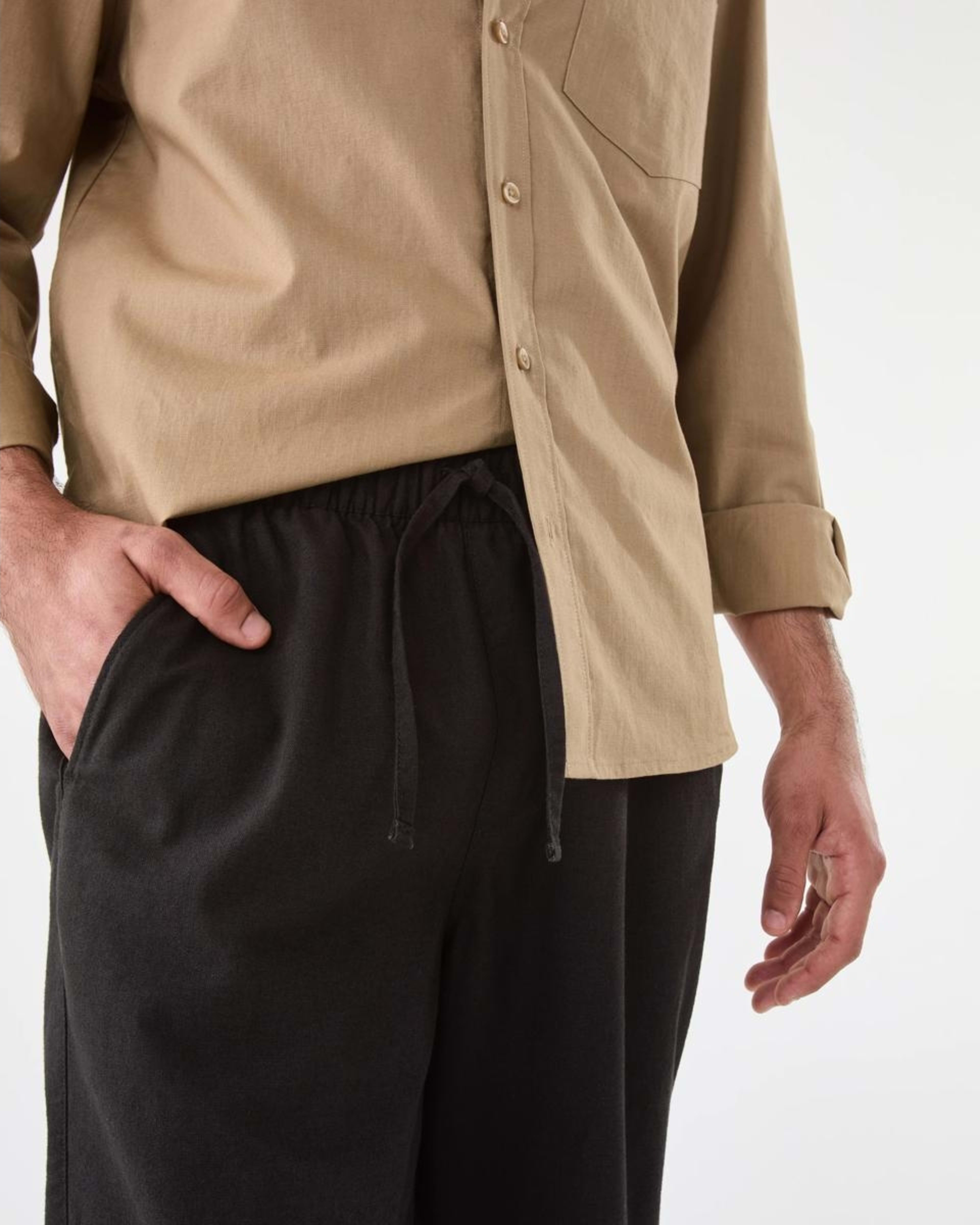 4 Cotton Linen Chino Pants OYSTER BLACK, 4 of 9