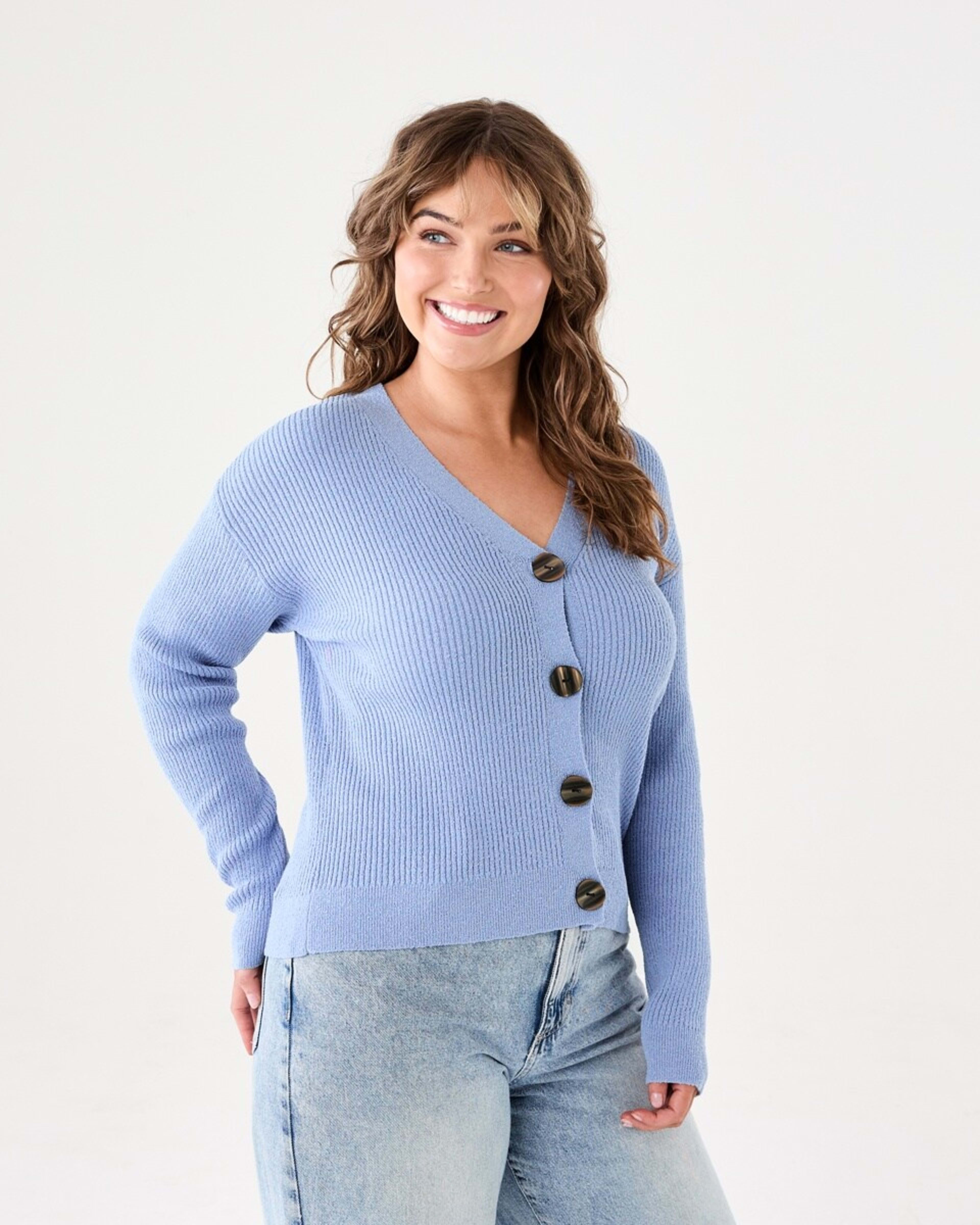 2 Textured V-Neck Cardigan HERON, 2 of 6