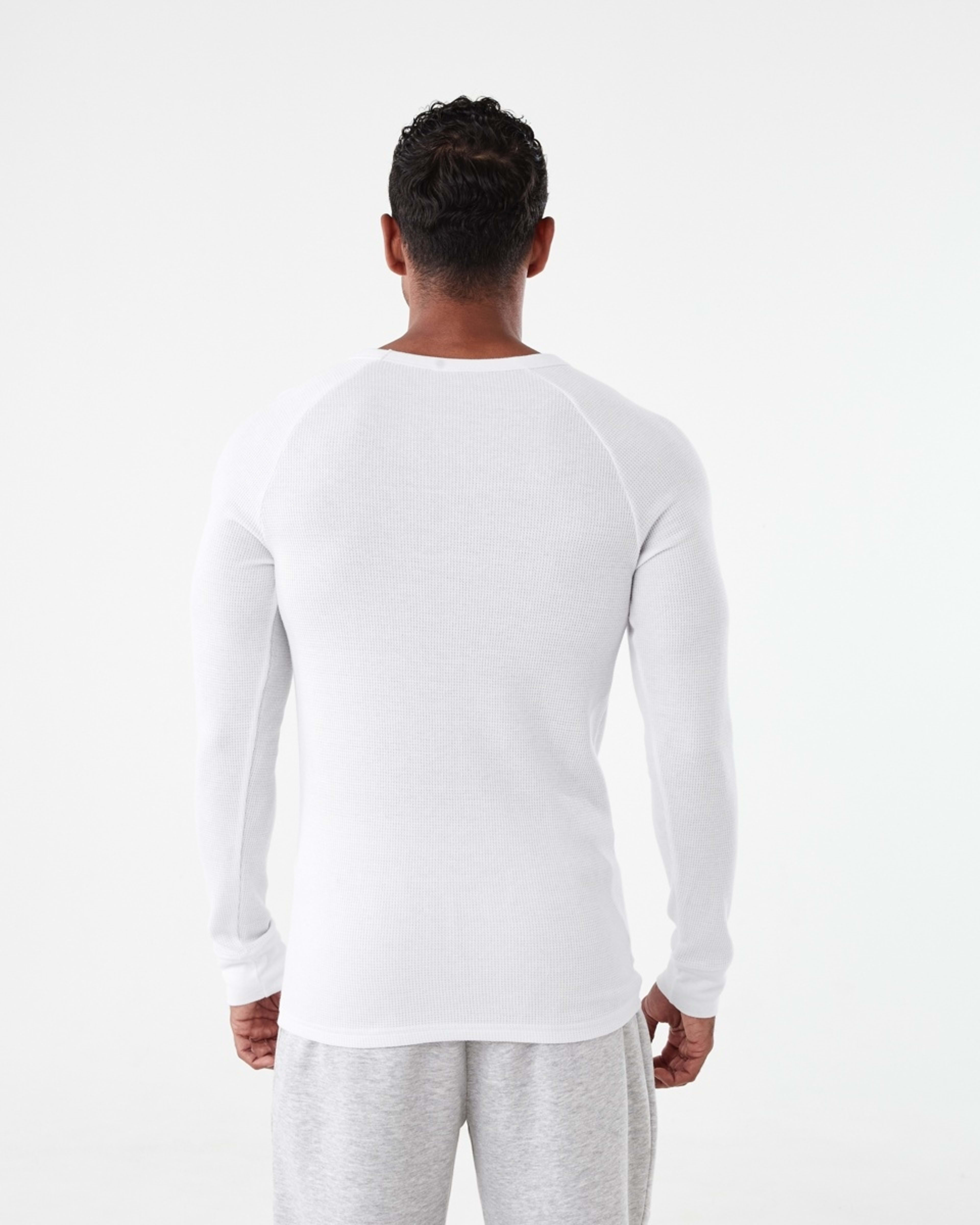 3 Long Sleeve Mini Waffle Thermal Top White, 3 of 5