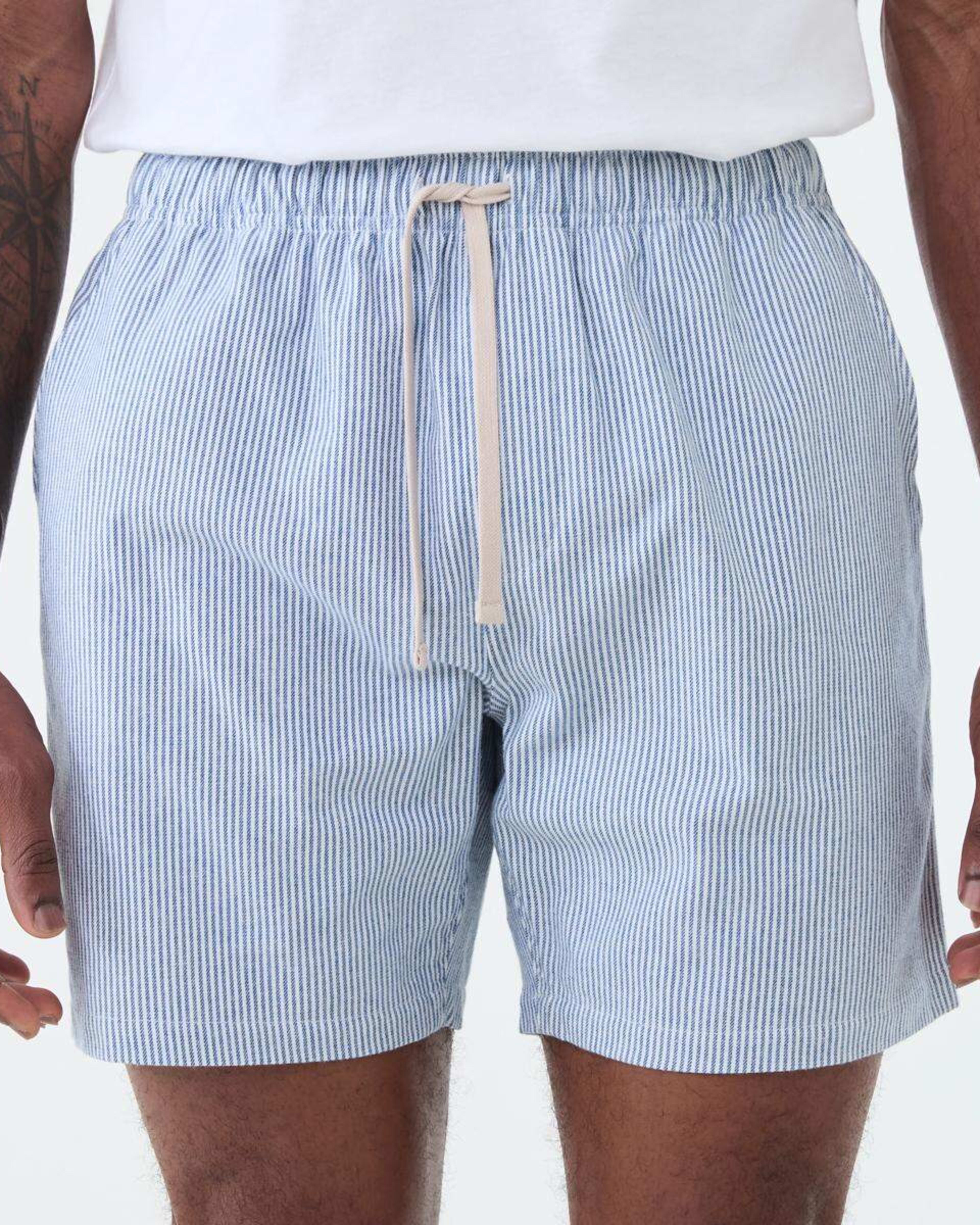 1 Textured Volley Shorts MICROSTRIPE FELICIA BLUE, 1 of 6