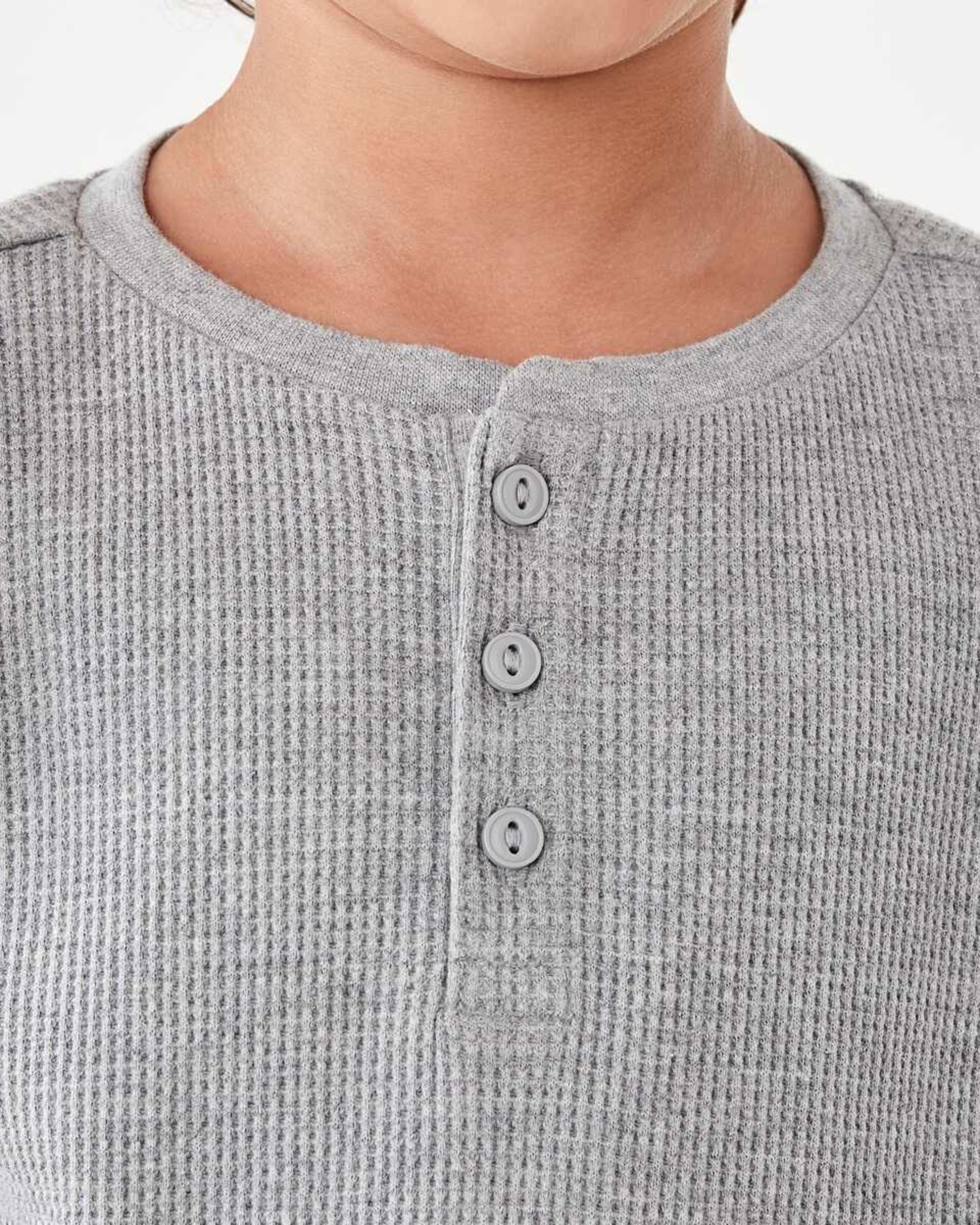 4 Waffle Henley Long Sleeve T-shirt Kgry Marle, 4 of 8