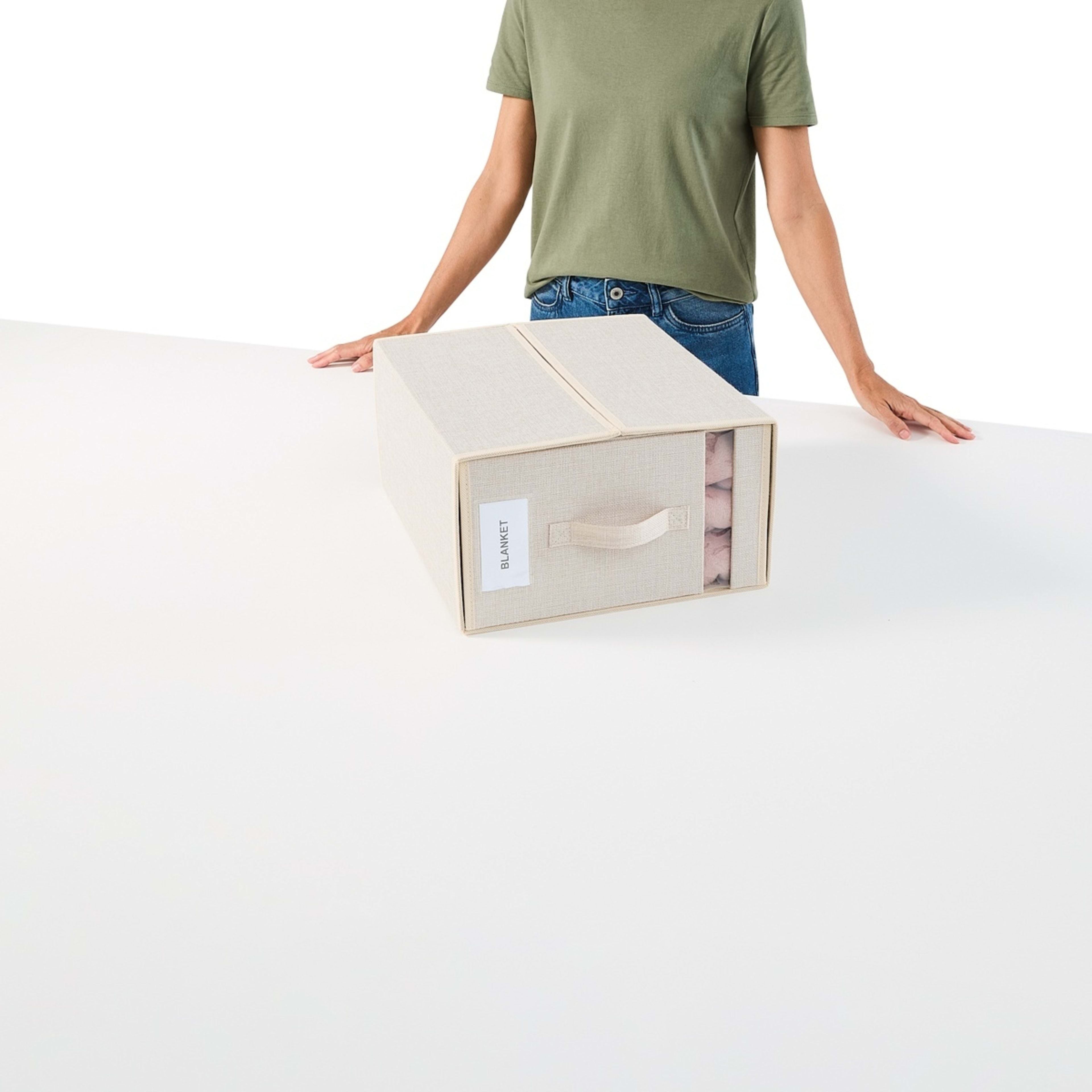 Linen Look Large Bed Linen Box - Beige - Kmart