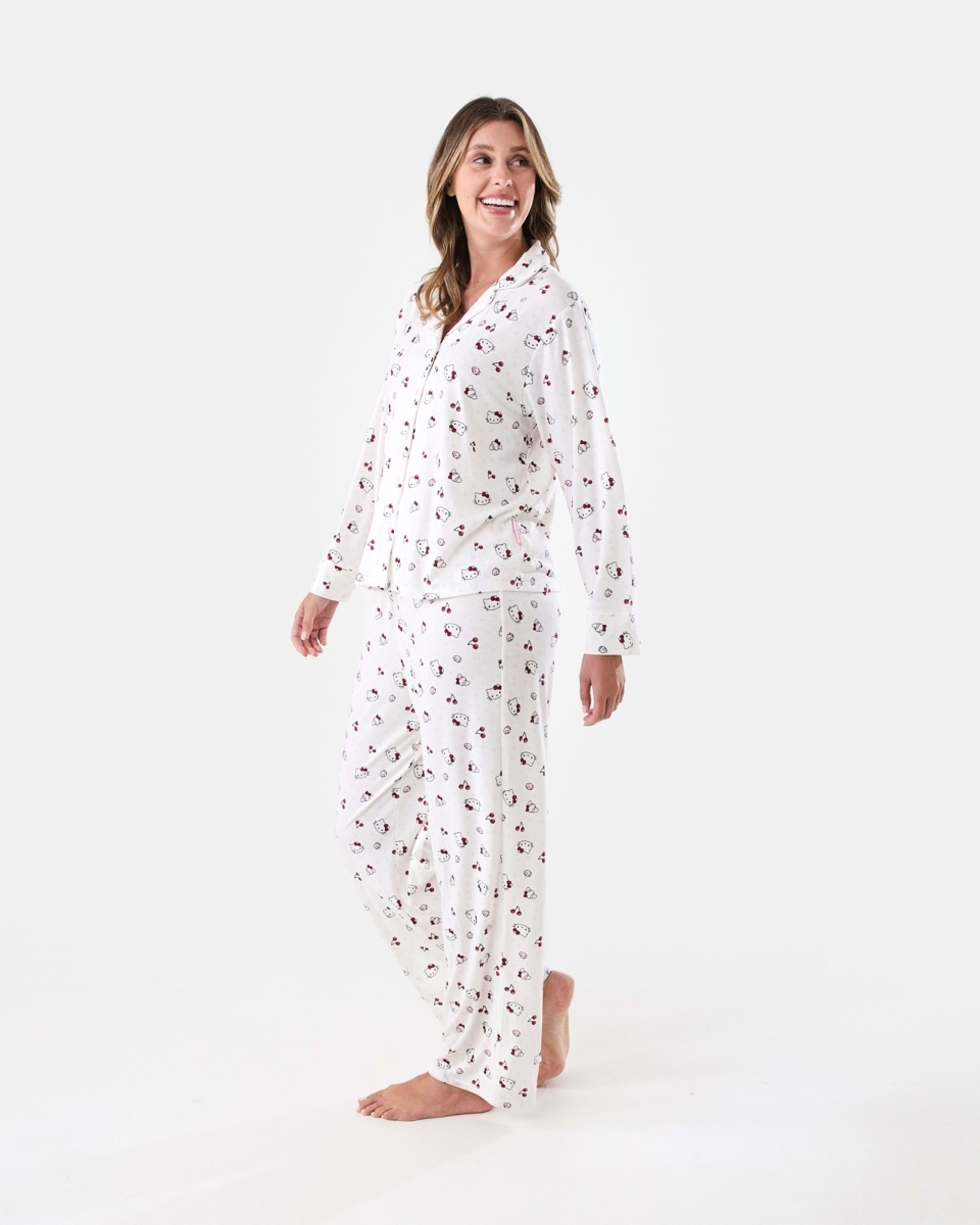 2 Hello Kitty License Long Sleeve Top and Comfort Pants Pyjama Set HELLO KITTY AOP WHITE, 2 of 7