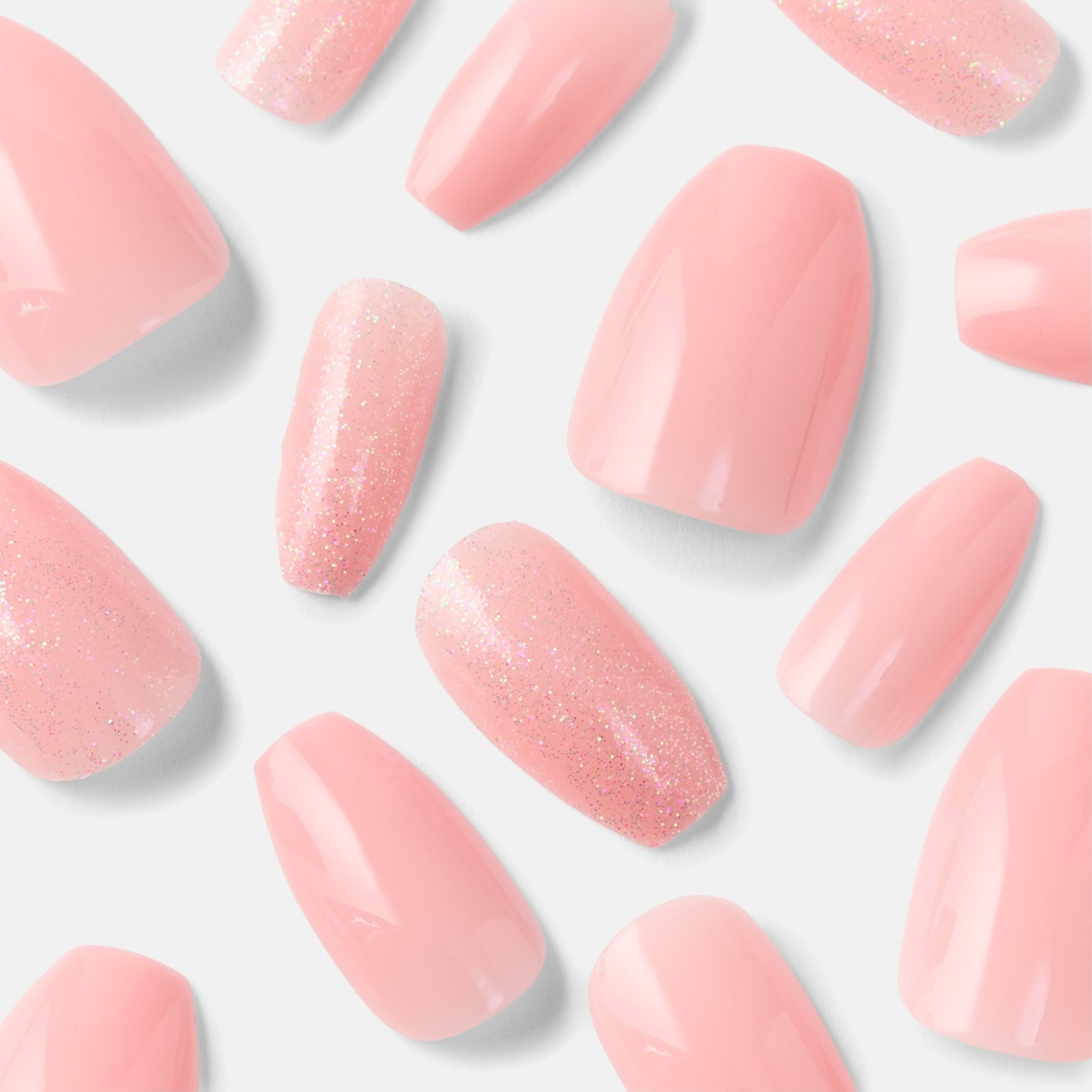 4 OXX Cosmetics 24 Pack Artificial Nails with Adhesive - Coffin Shape, Pink Shimmer, 4 of 5
