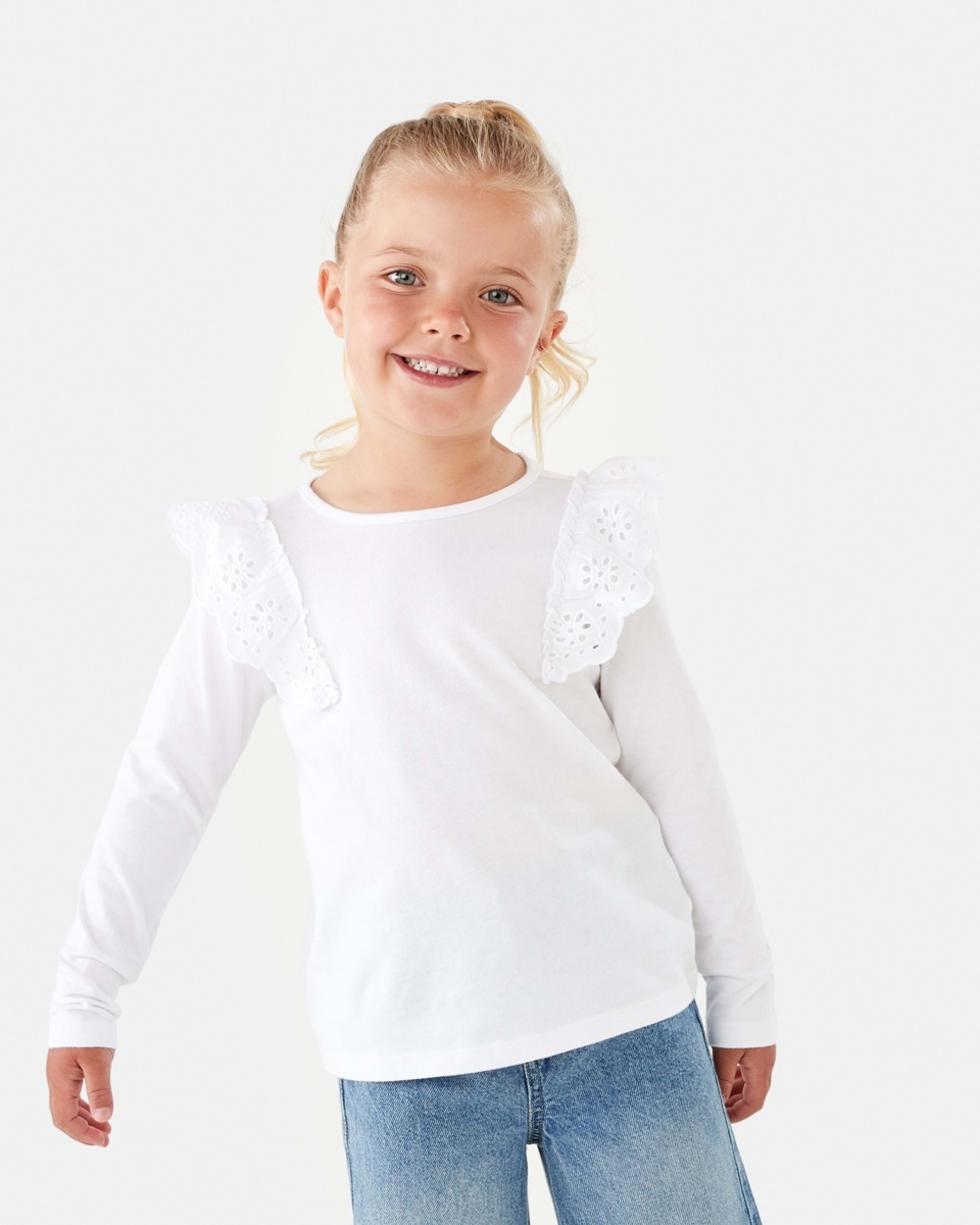 1 Broderie Trim Top White
