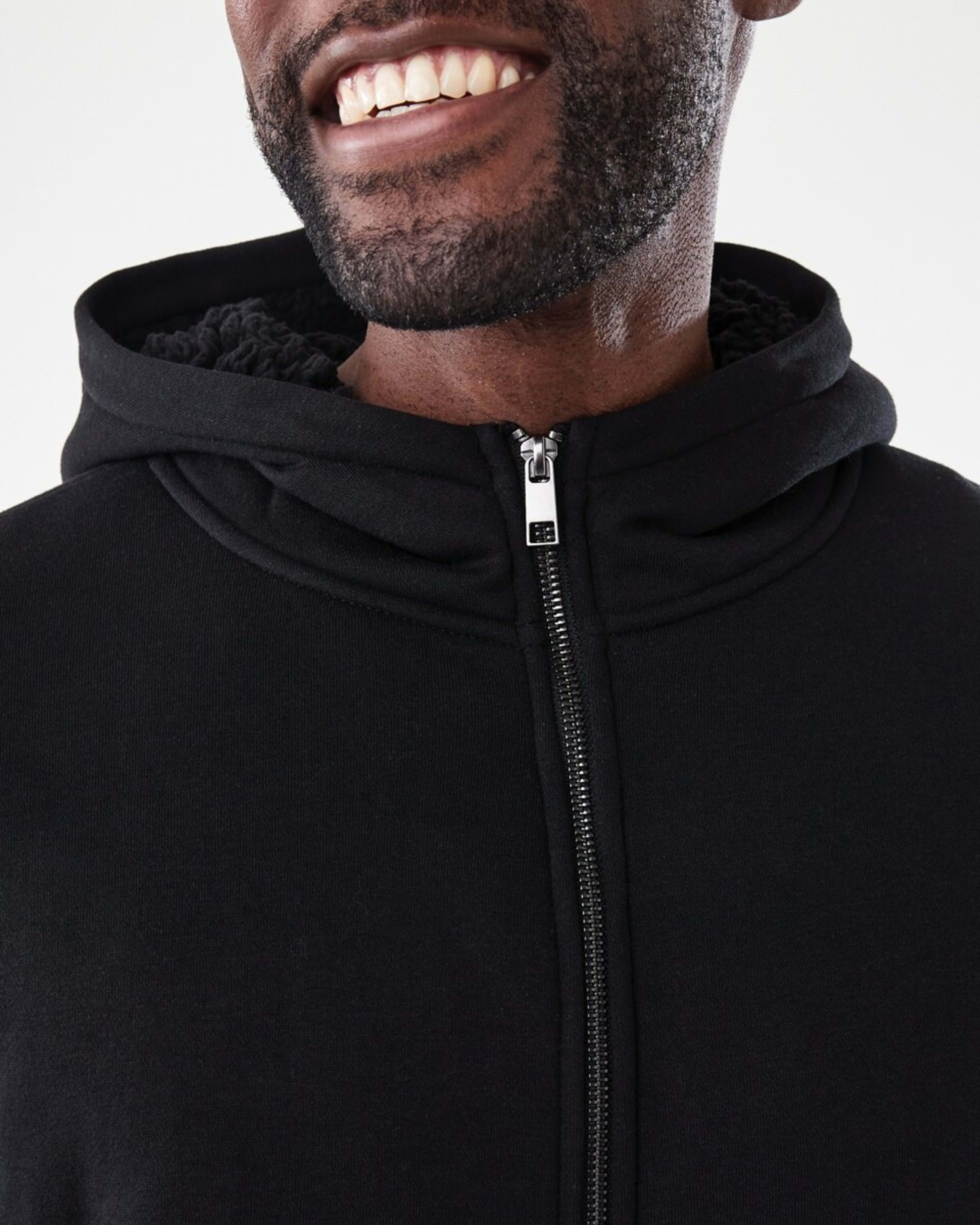 6 Sherpa Lined Zip Through Hoodie Black, 6 of 7
