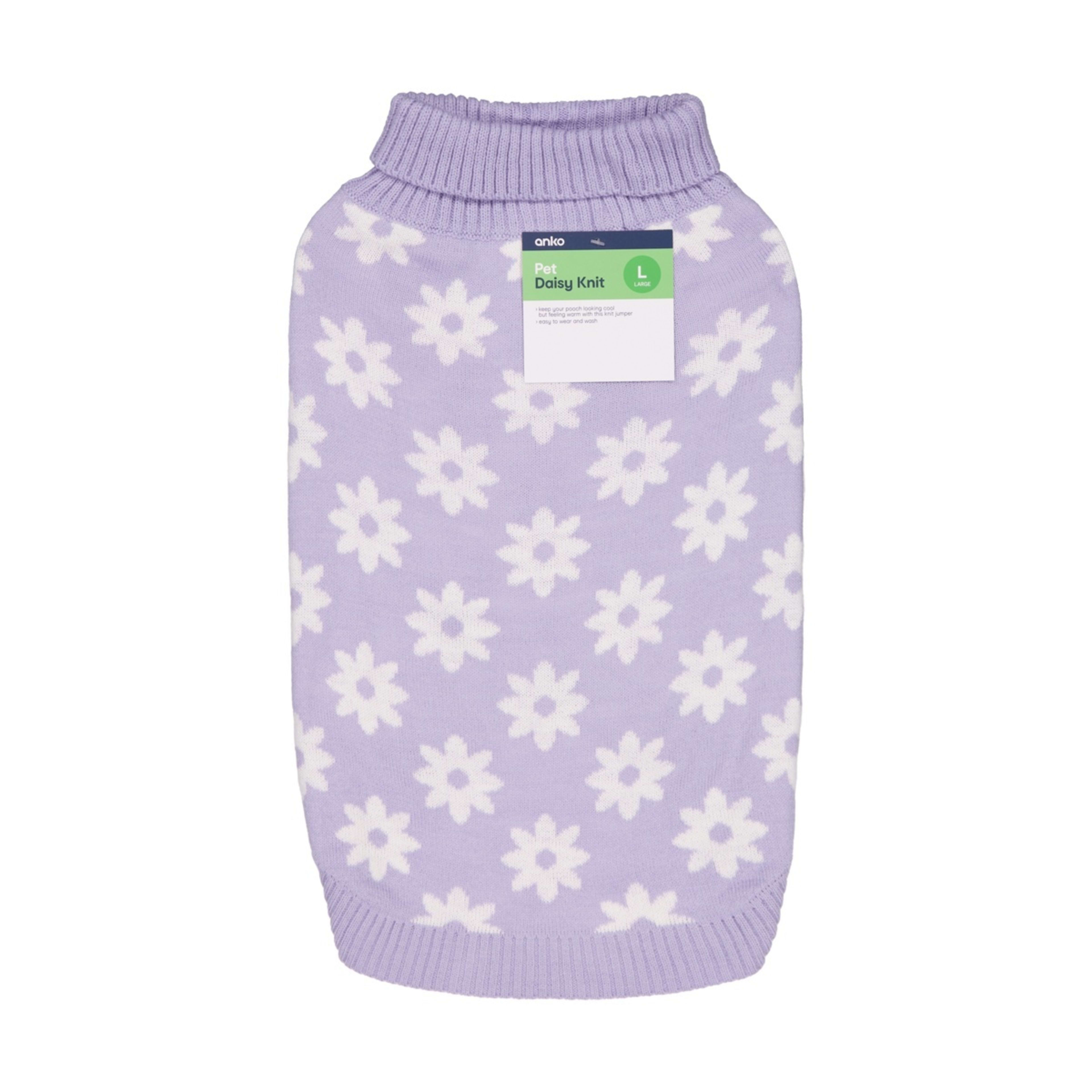 10 Pet Daisy Knit Jumper - Large, Purple, 10 of 10