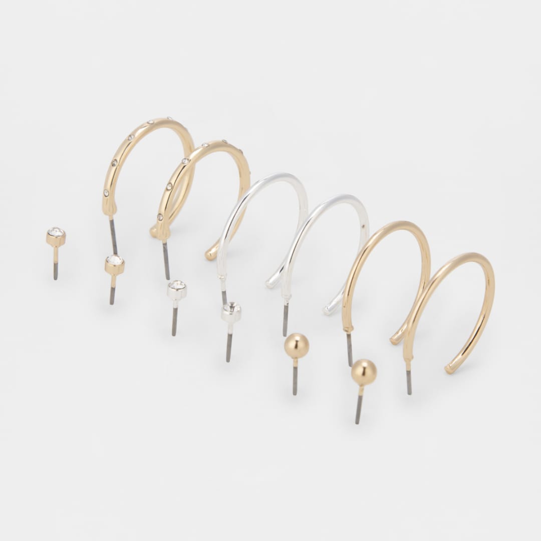 6 Pack Hoop and Stud Earrings Gold and Silver Tone Kmart