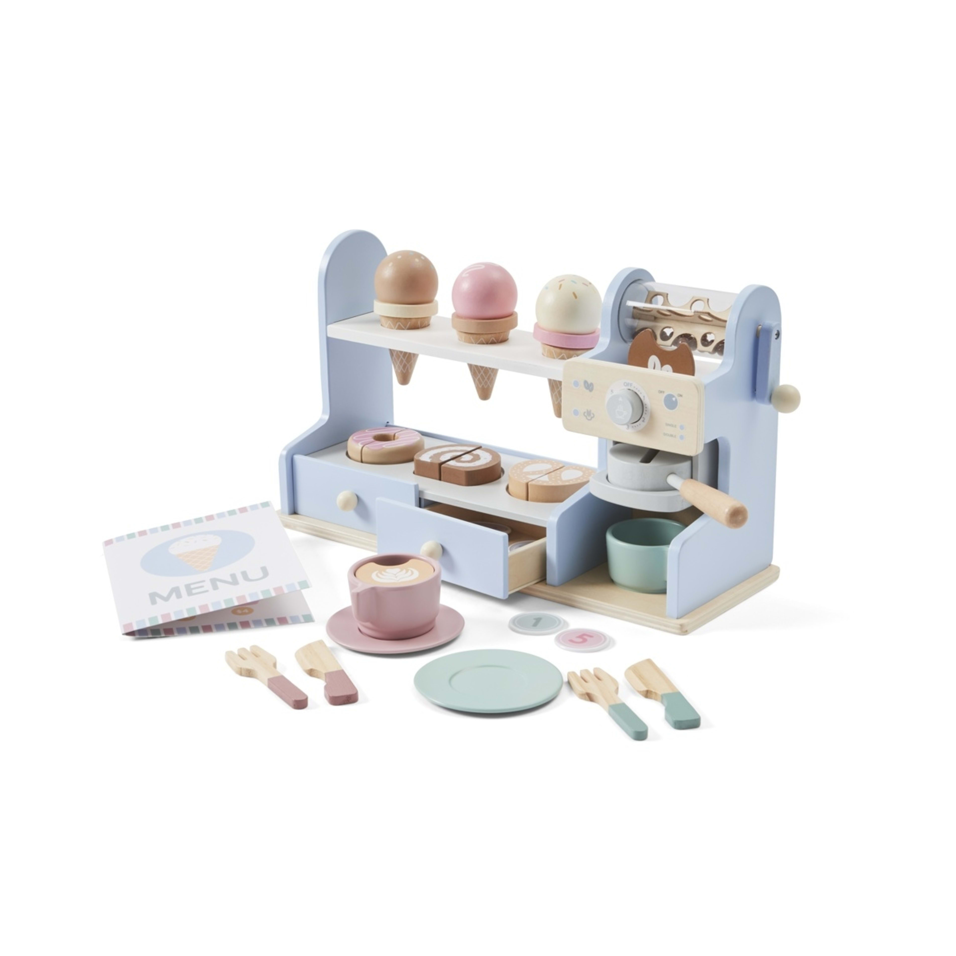 1 47 Piece Wooden Ice Cream and Coffee Shop Playset, 1 of 10