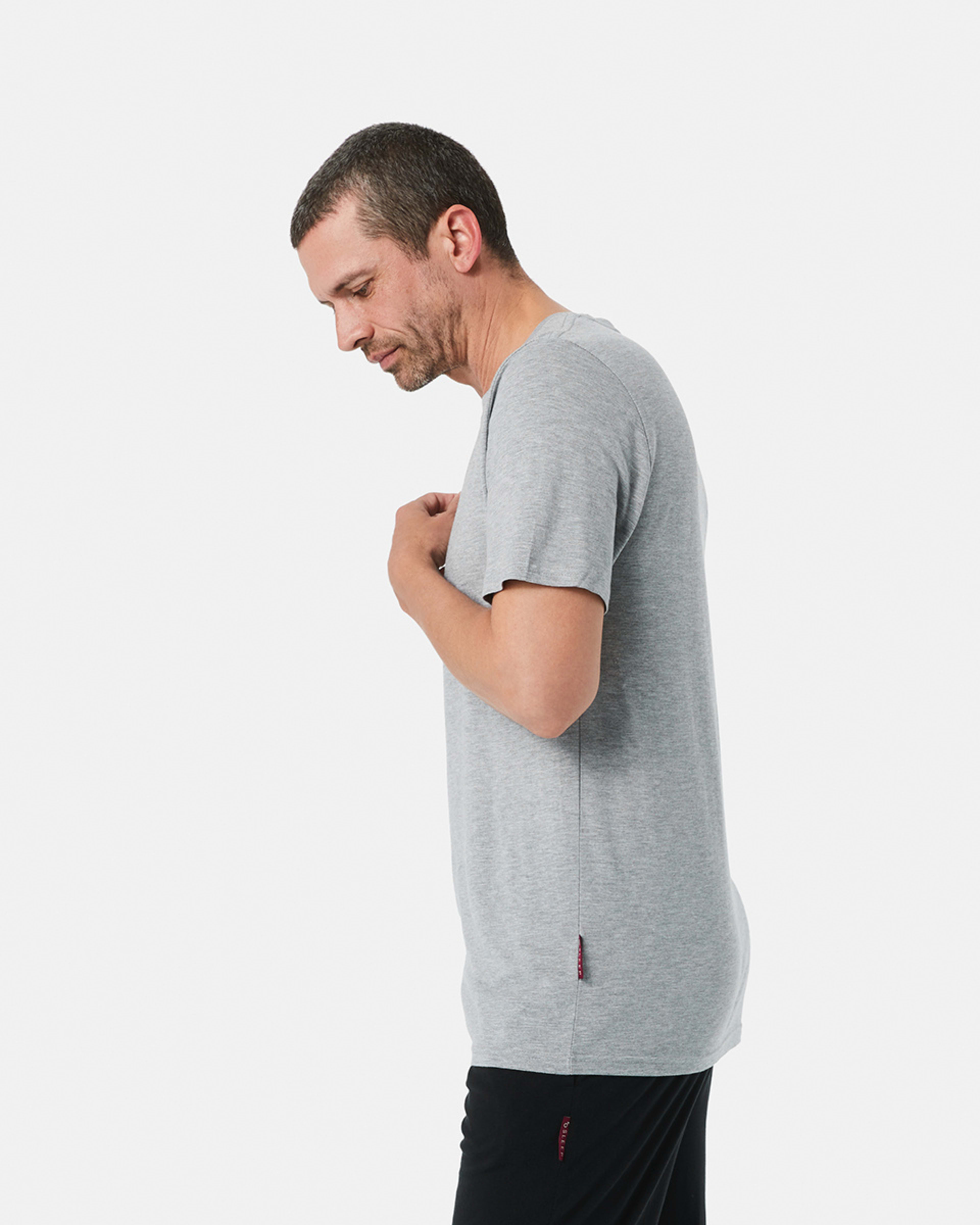 3 Short Sleeve Modal Blend Sleep Top Grey Marle, 3 of 5